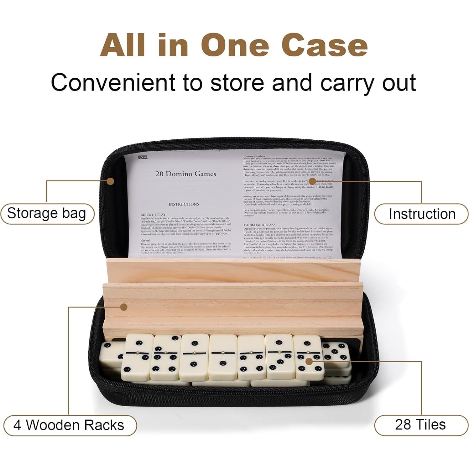 Juego de Dominó OZFRHO Doble 6 con 28 Fichas y Soportes