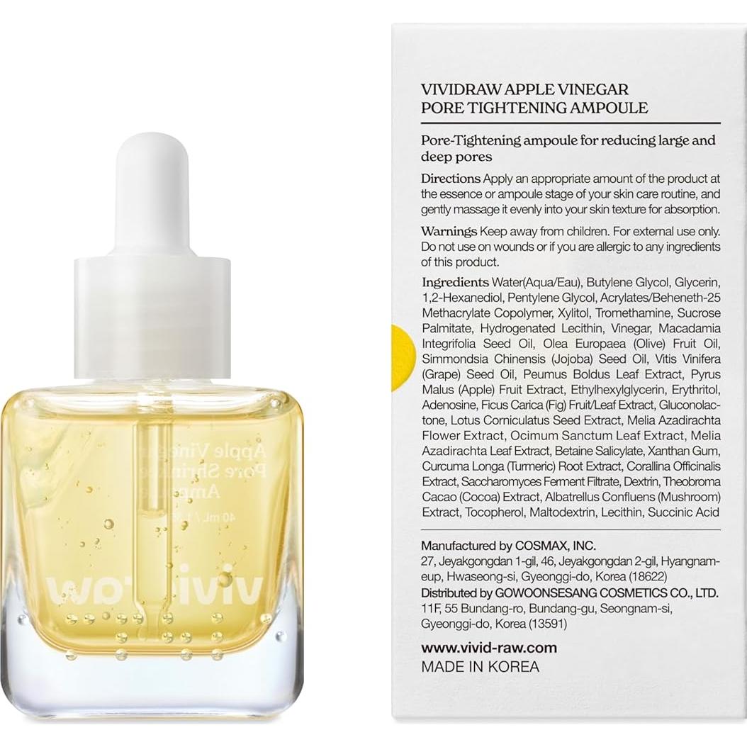 Suero Facial Vividraw Vinagre de Manzana 40ml - Cierre de Poros