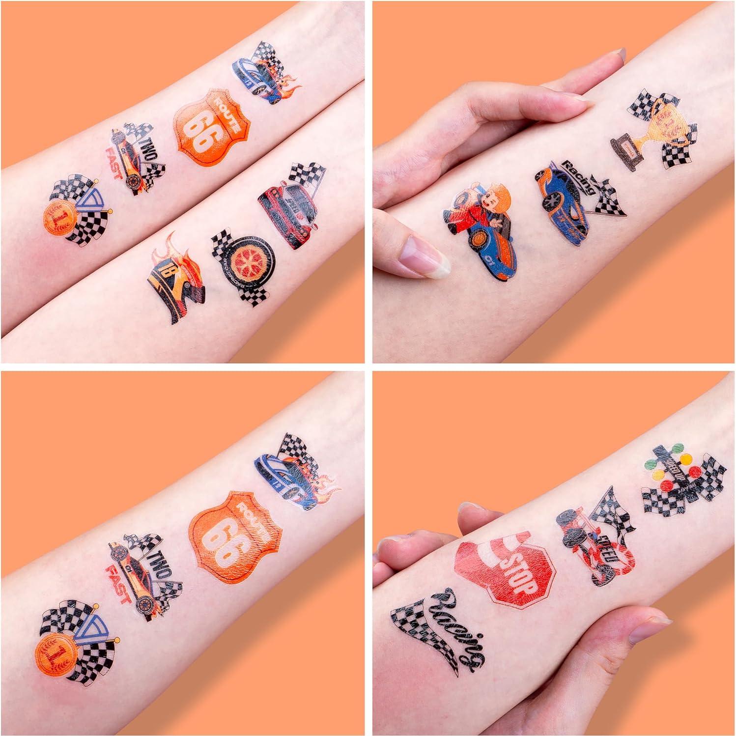 Tatuajes Temporales 91TATTOOS para Niños - 96 PCS Autos de Carreras
