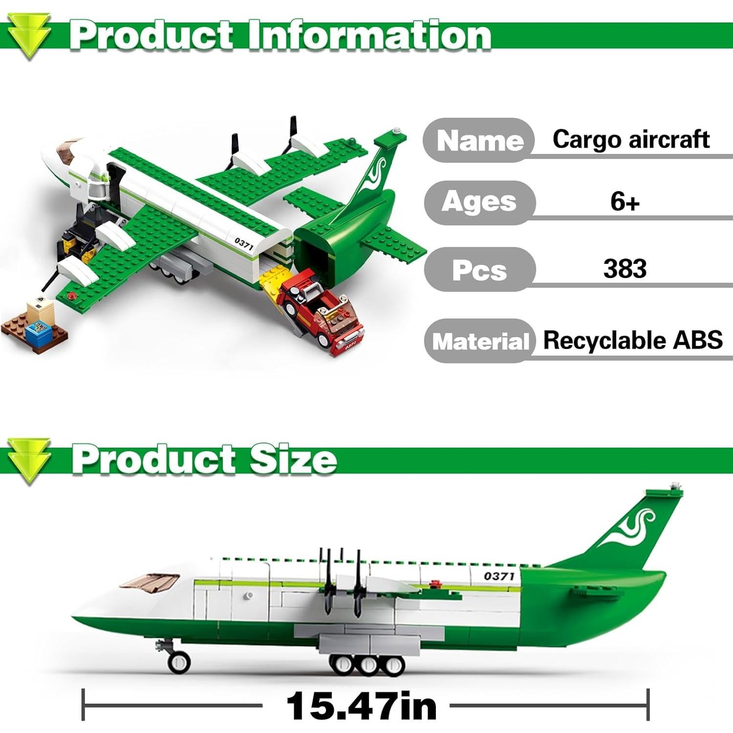 Juego de Construcción de Avión de Carga BDXEJV 383 Piezas