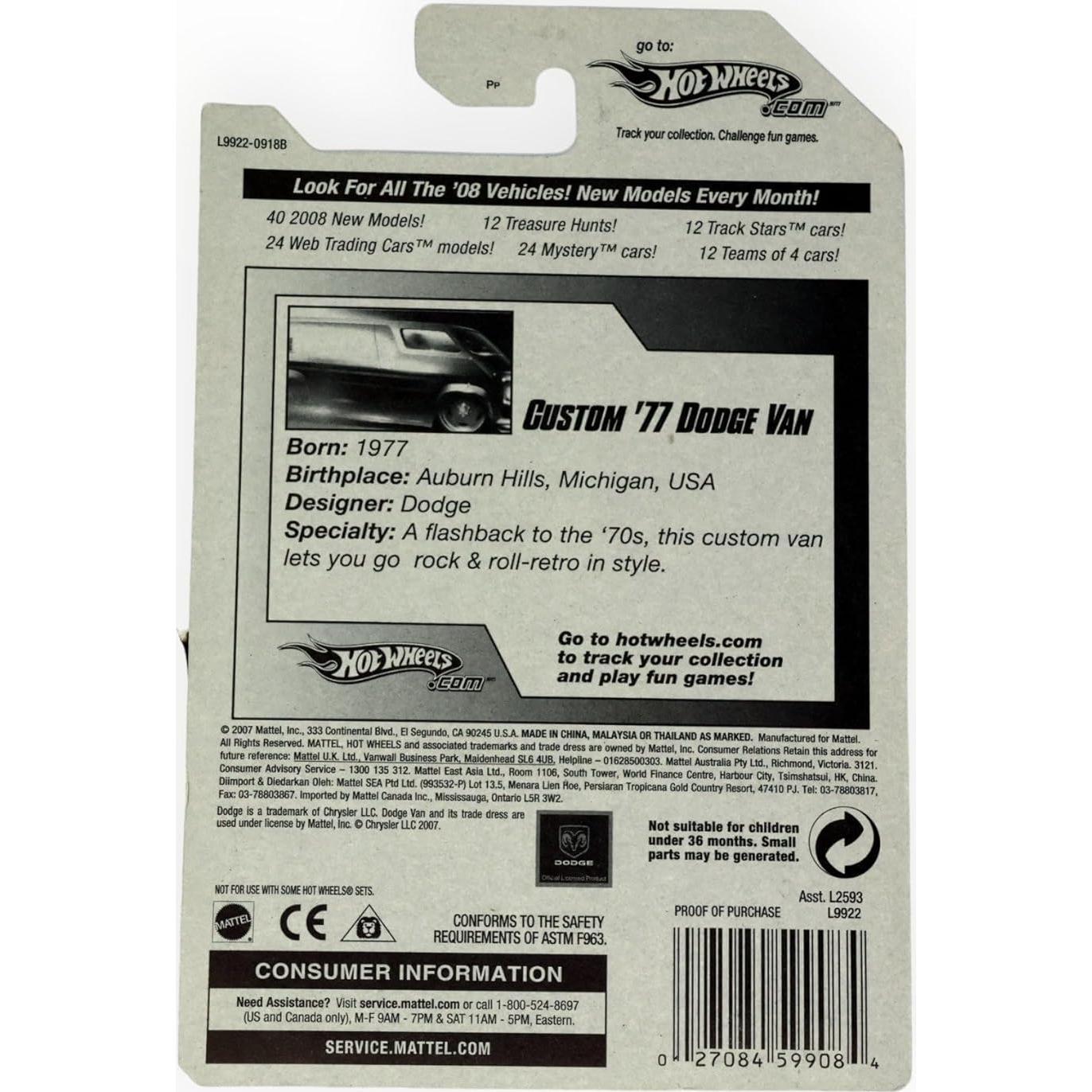 Hot Wheels Dodge Van 2008 Escala 1:64 Amarillo