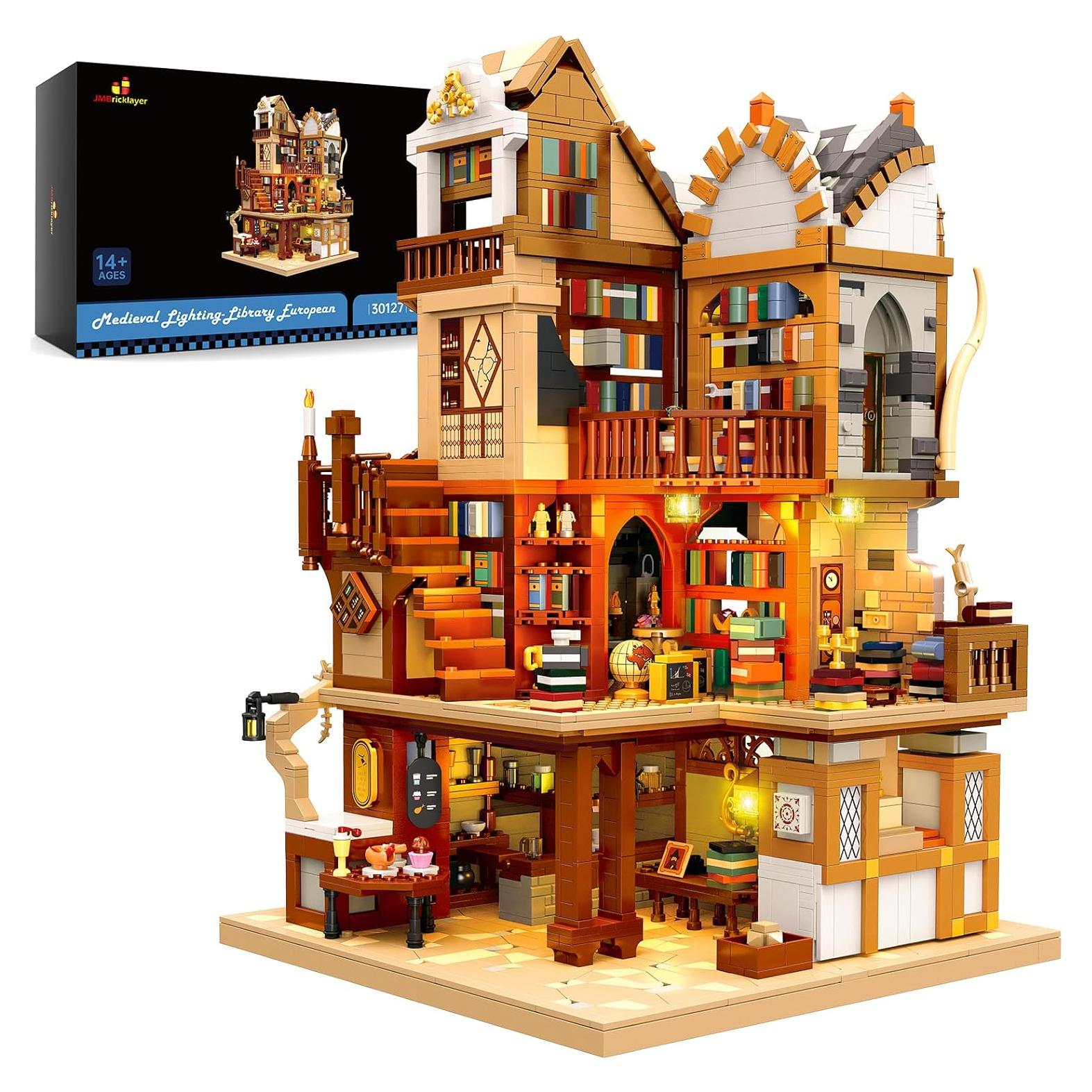 Set de Construcción Biblioteca Medieval JMBricklayer 30127 con LED