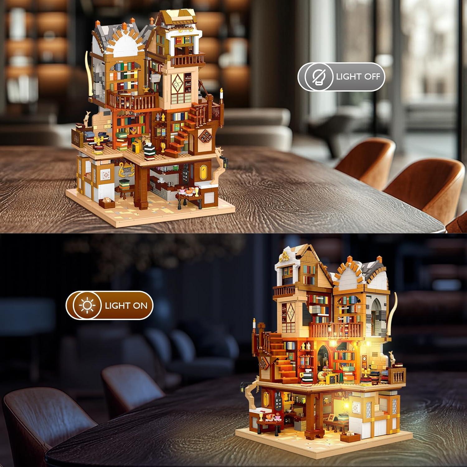 Set de Construcción Biblioteca Medieval JMBricklayer 30127 con LED