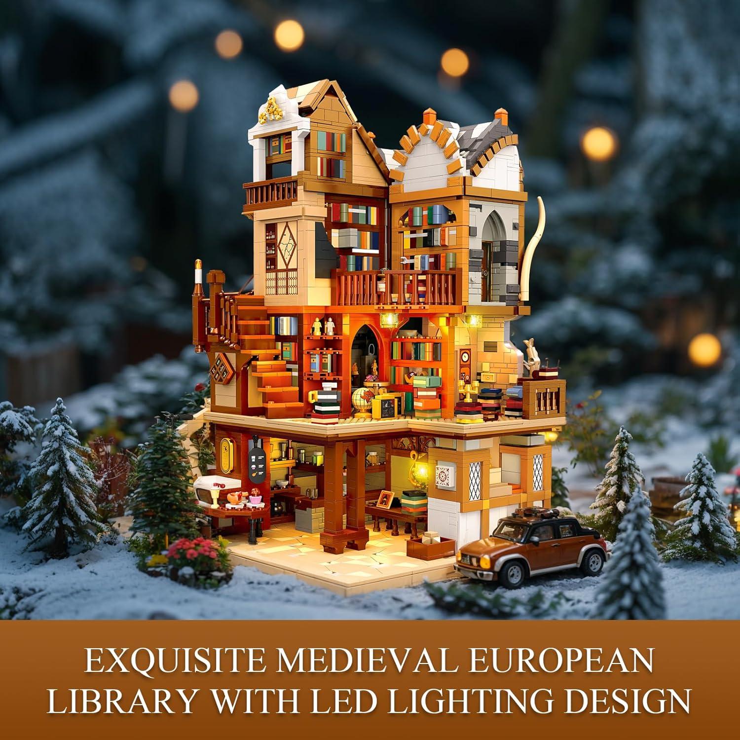 Set de Construcción Biblioteca Medieval JMBricklayer 30127 con LED
