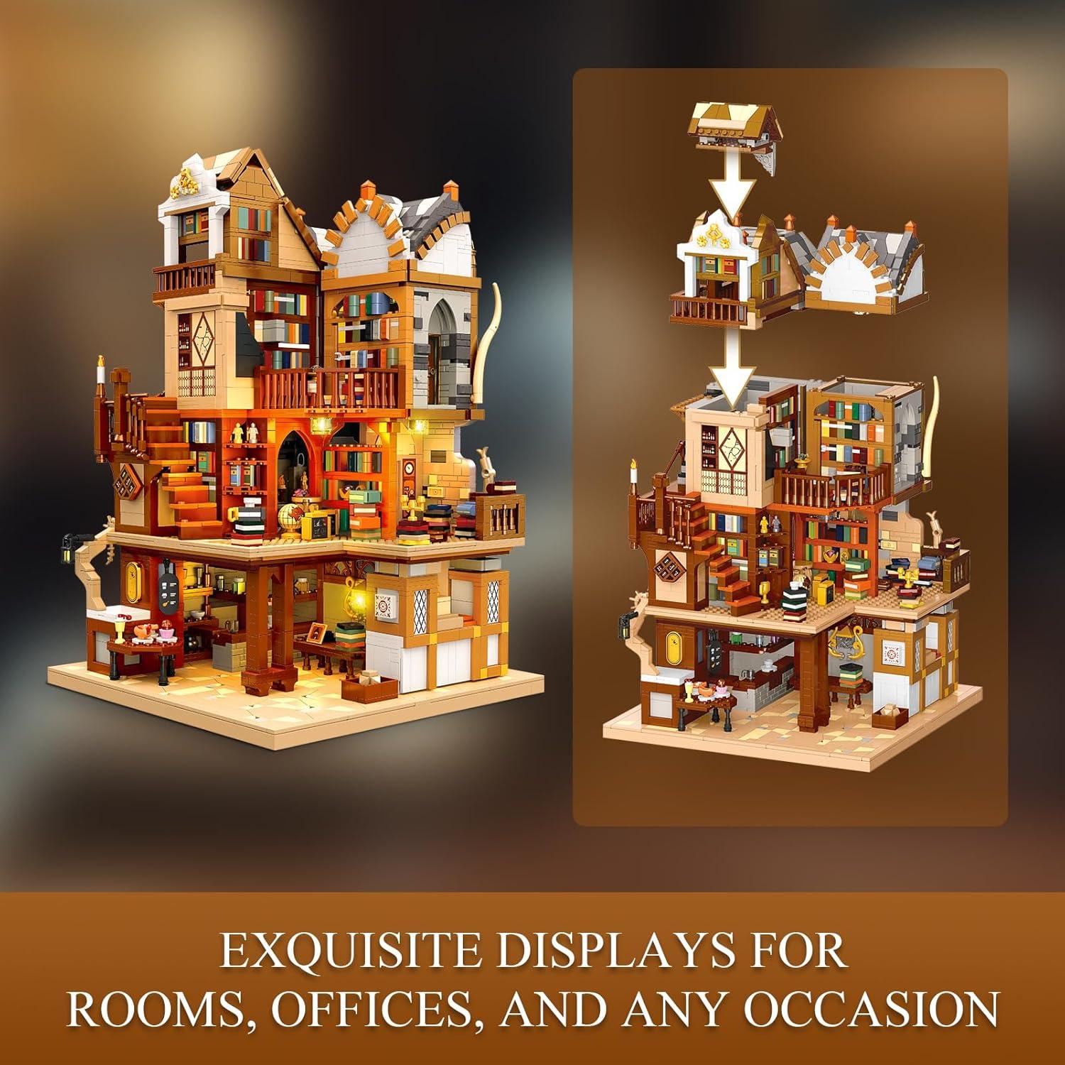 Set de Construcción Biblioteca Medieval JMBricklayer 30127 con LED