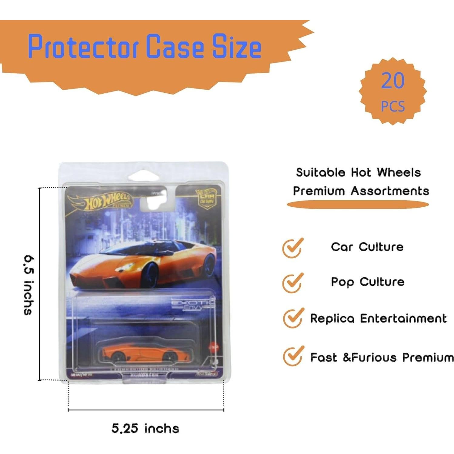 20 Cajas Protectoras para Hot Wheels - Almacenamiento Plegable 16.5x13.3 cm