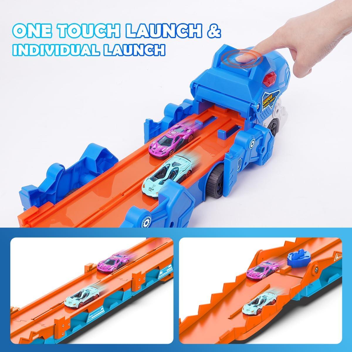 Juguete de Camión de Dinosaurio VATOS con 8 Coches - Pista Plegable