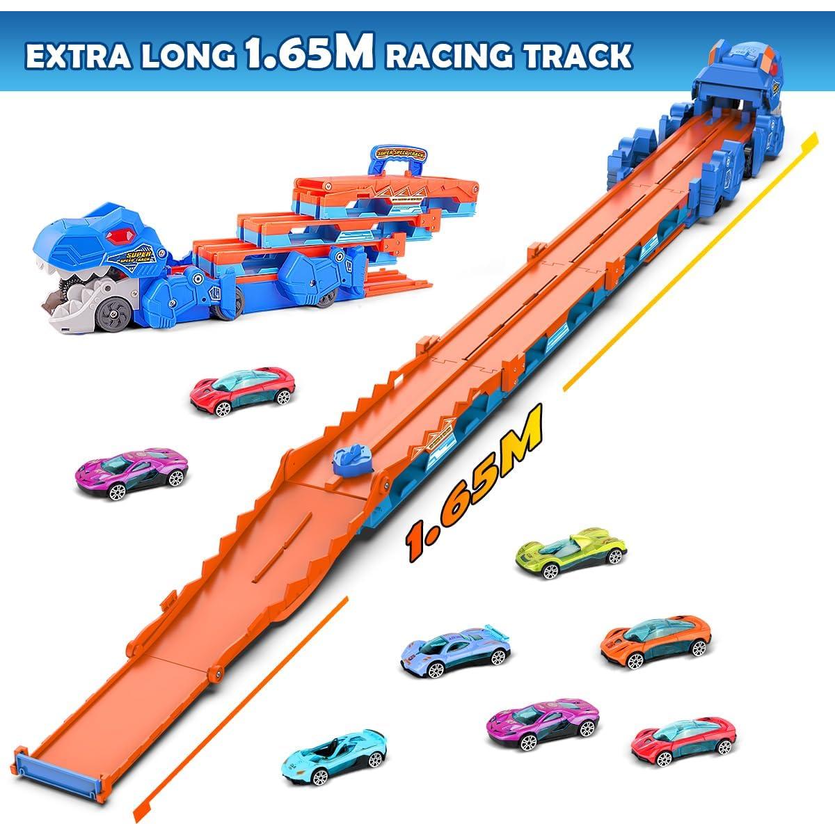 Juguete de Camión de Dinosaurio VATOS con 8 Coches - Pista Plegable