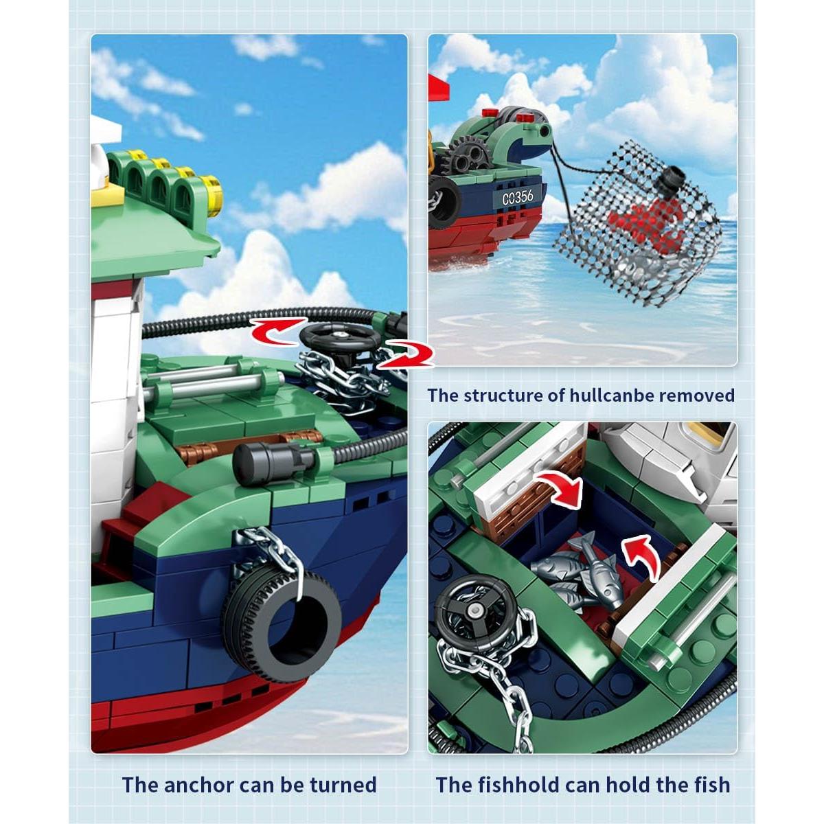 Conjunto de Construcción Barco de Pesca Mov Stone 582 Pcs