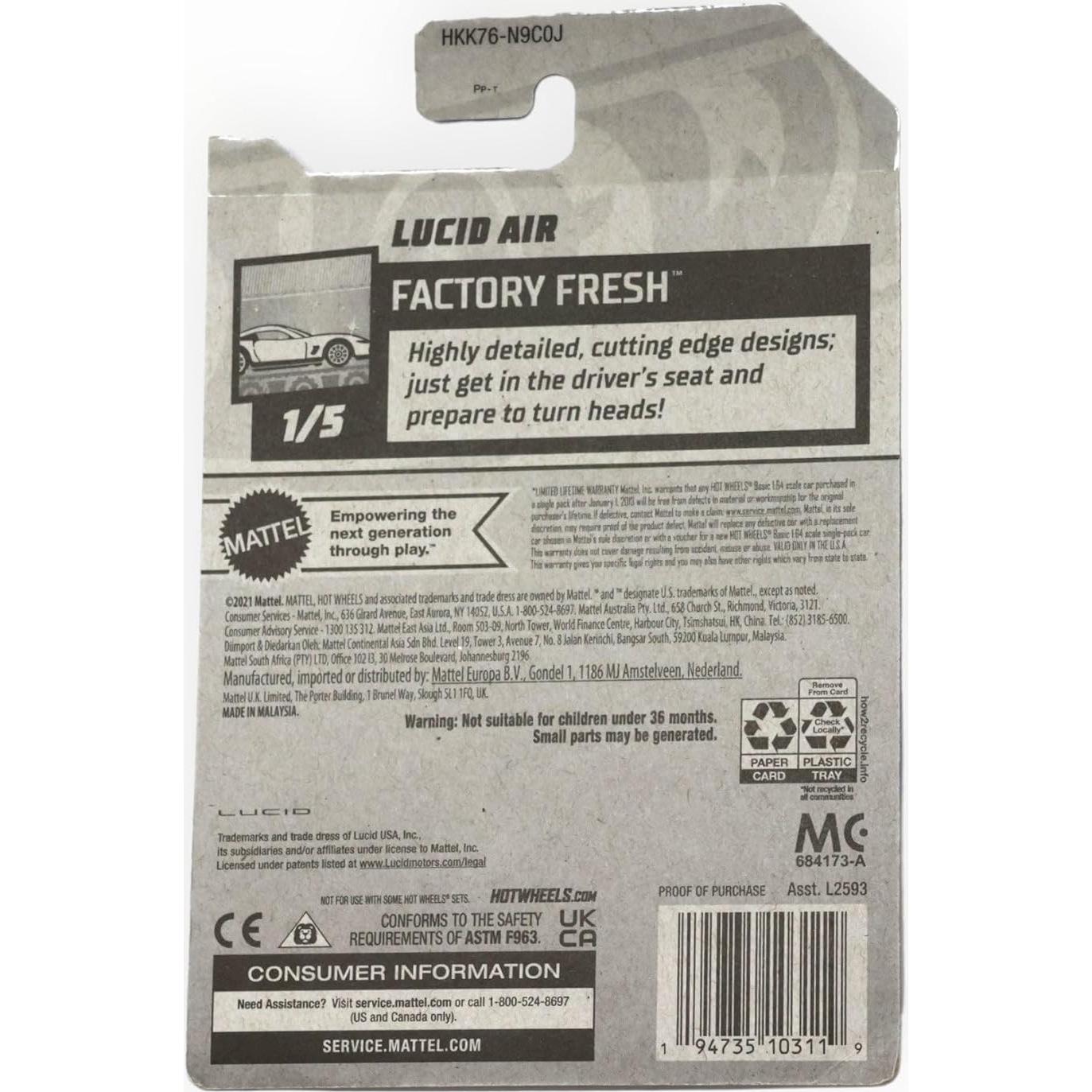 Hot Wheels Lucid Air 1:64 Mattel Negro 10x4x15 cm