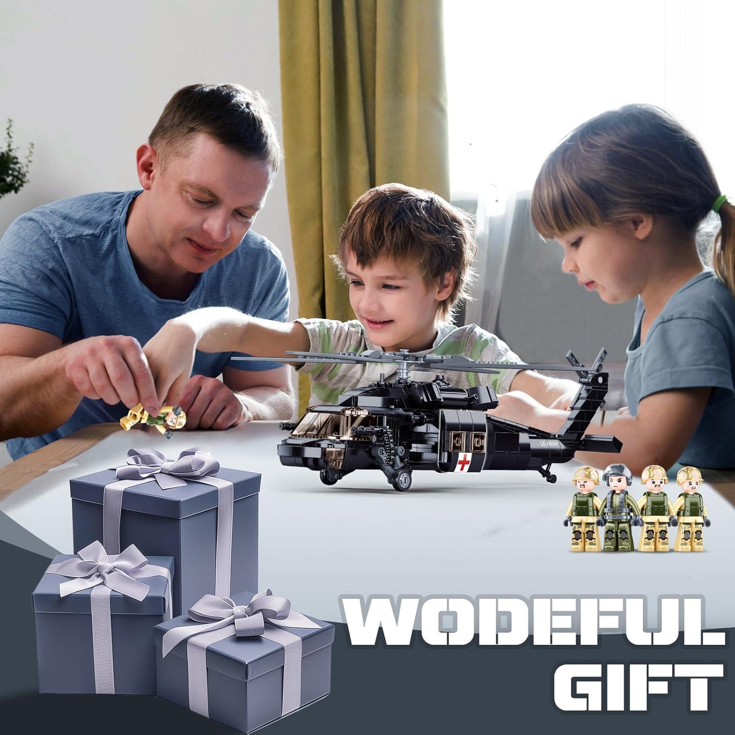 Conjunto de Helicóptero Militar UH-60 Black Hawk Sluban 692 PCS