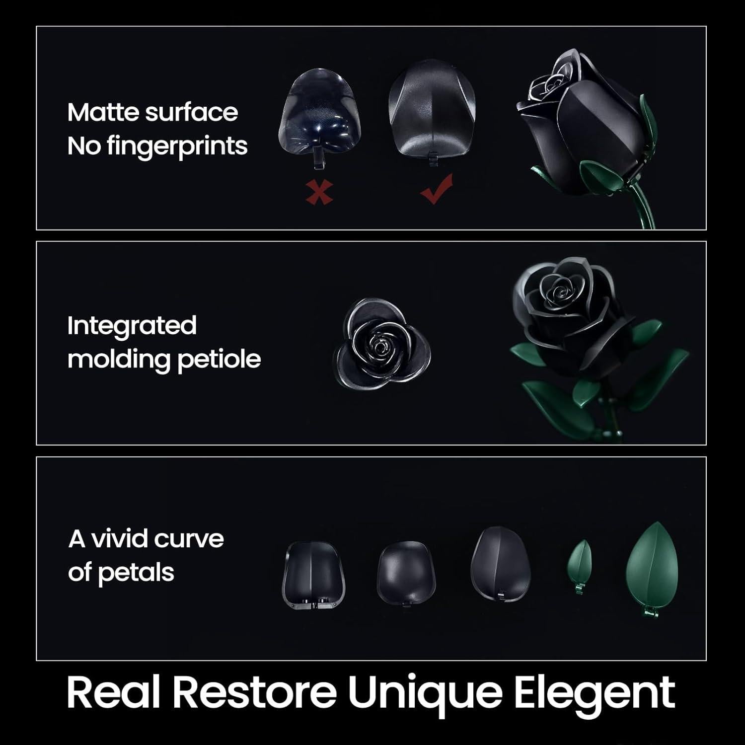 Set de Construcción Ramo de Rosas Negras iATOM - 3 Piezas