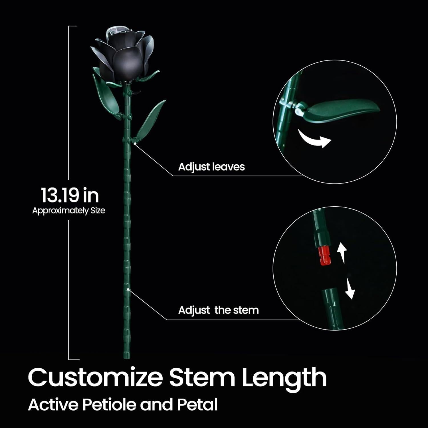 Set de Construcción Ramo de Rosas Negras iATOM - 3 Piezas