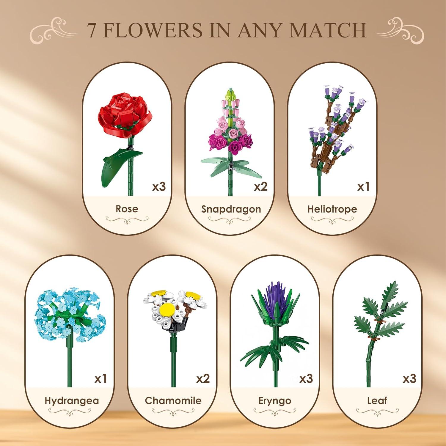 Kit de Construcción de Ramo de Flores Dexblocks 1000 Piezas