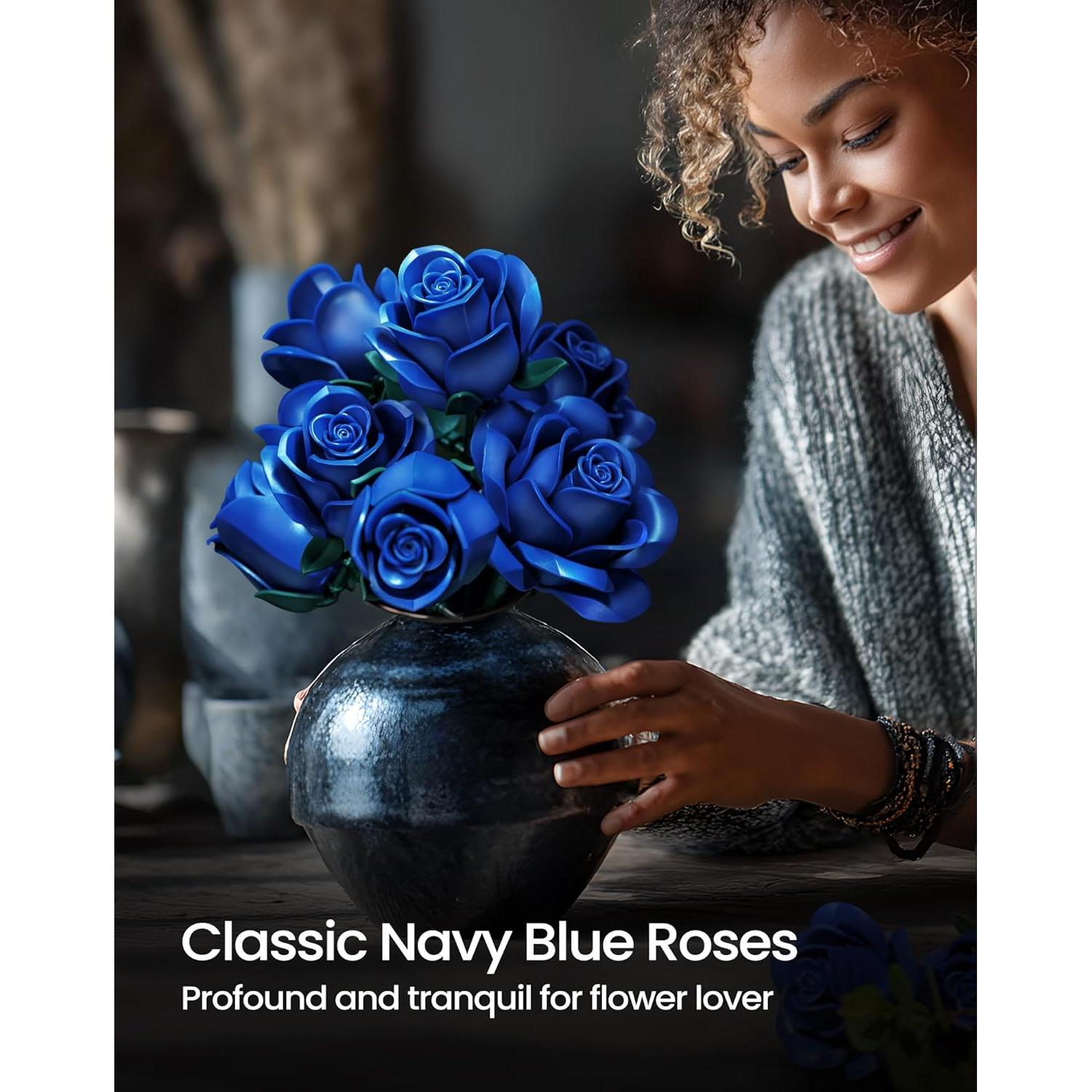 Set de Construcción Ramo de Rosas Azules iATOM IA11007 - Flores Artificiales