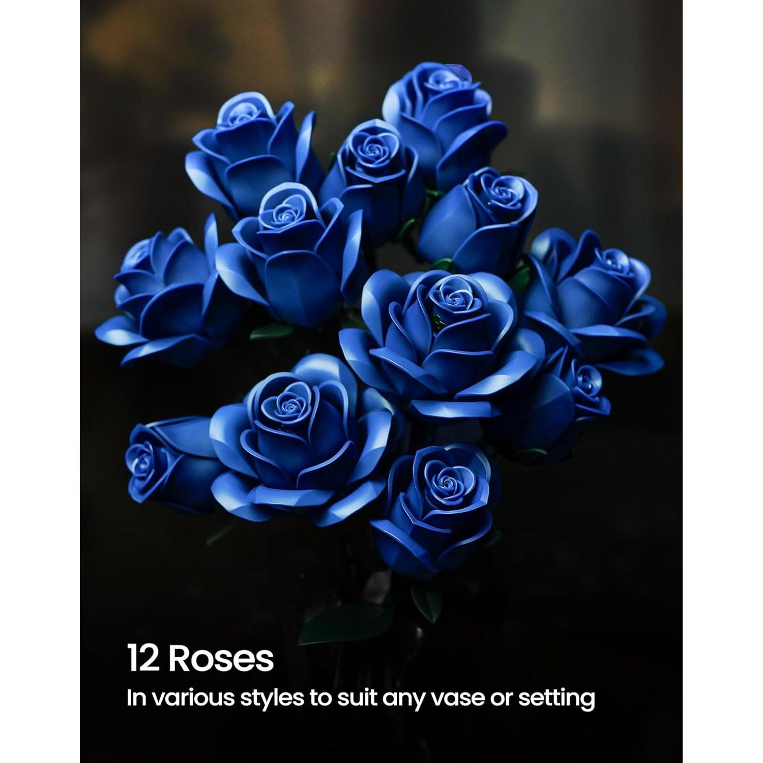 Set de Construcción Ramo de Rosas Azules iATOM IA11007 - Flores Artificiales