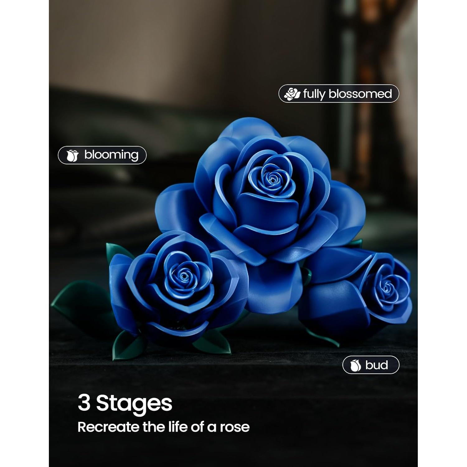 Set de Construcción Ramo de Rosas Azules iATOM IA11007 - Flores Artificiales