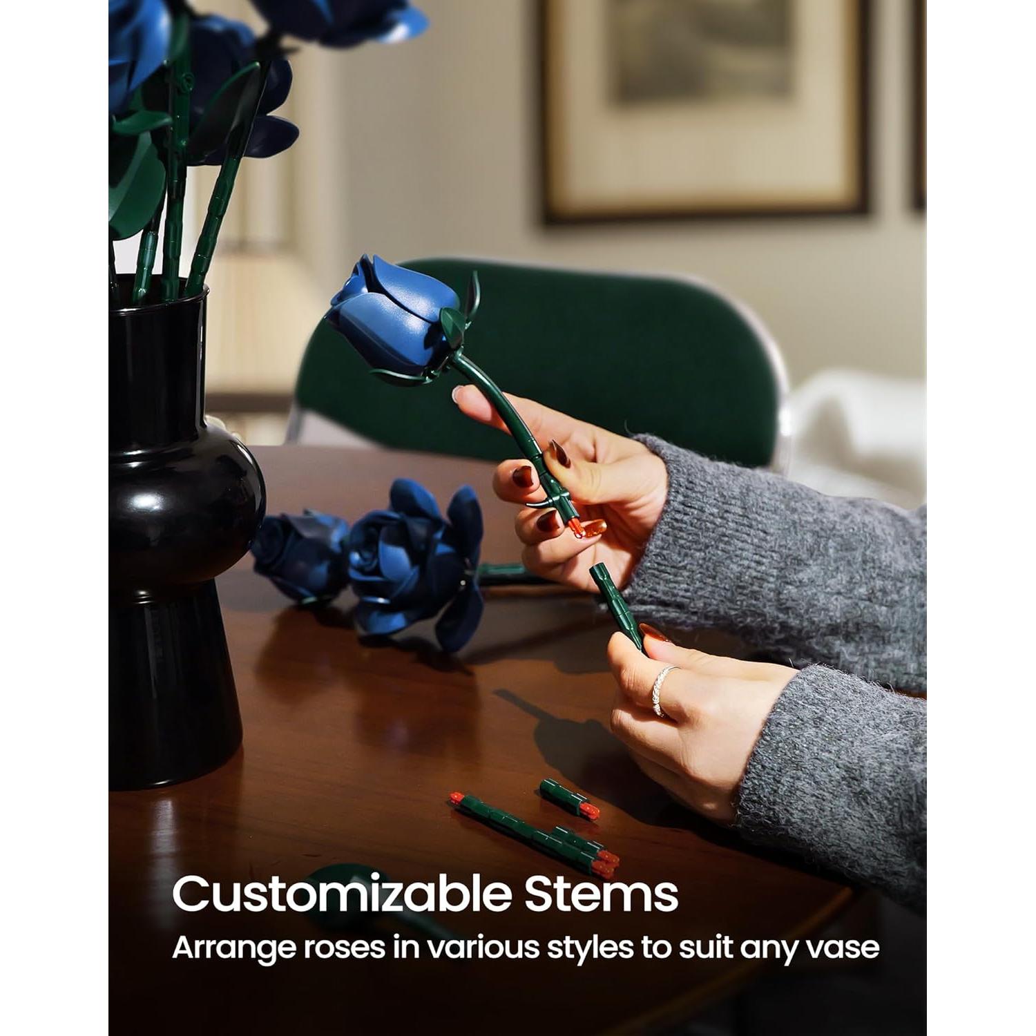 Set de Construcción Ramo de Rosas Azules iATOM IA11007 - Flores Artificiales