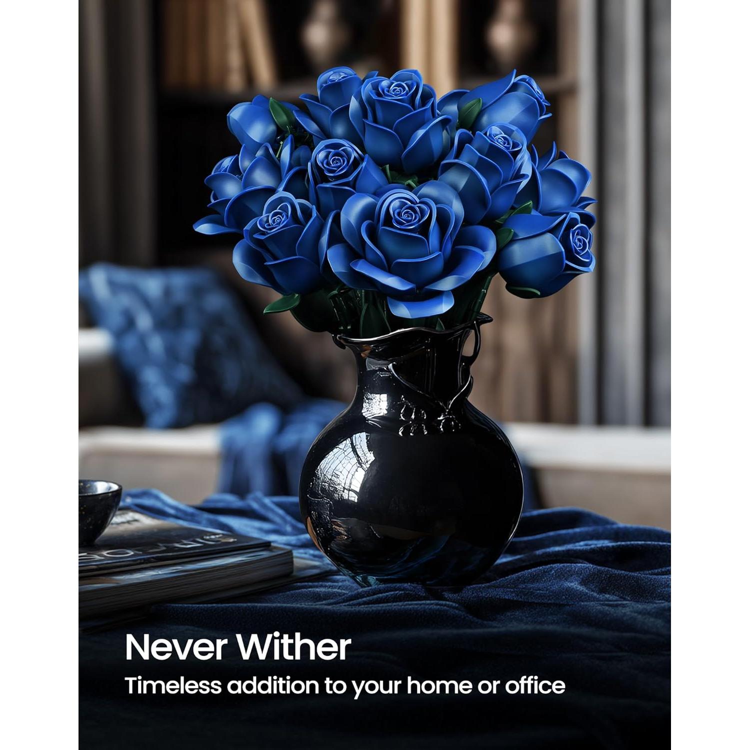 Set de Construcción Ramo de Rosas Azules iATOM IA11007 - Flores Artificiales