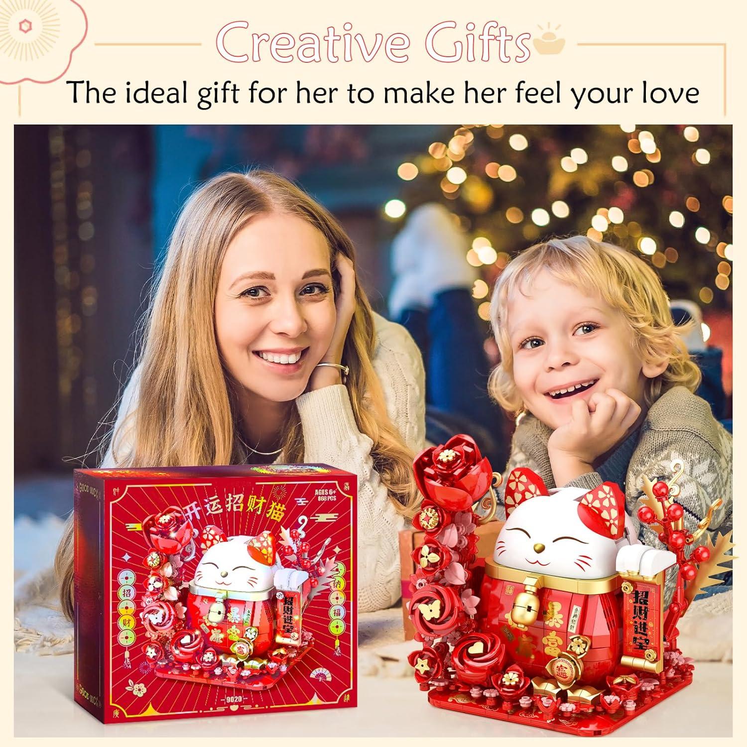 Juego de Bloques de Construcción Gato de la Suerte BDXEJV 868 Piezas