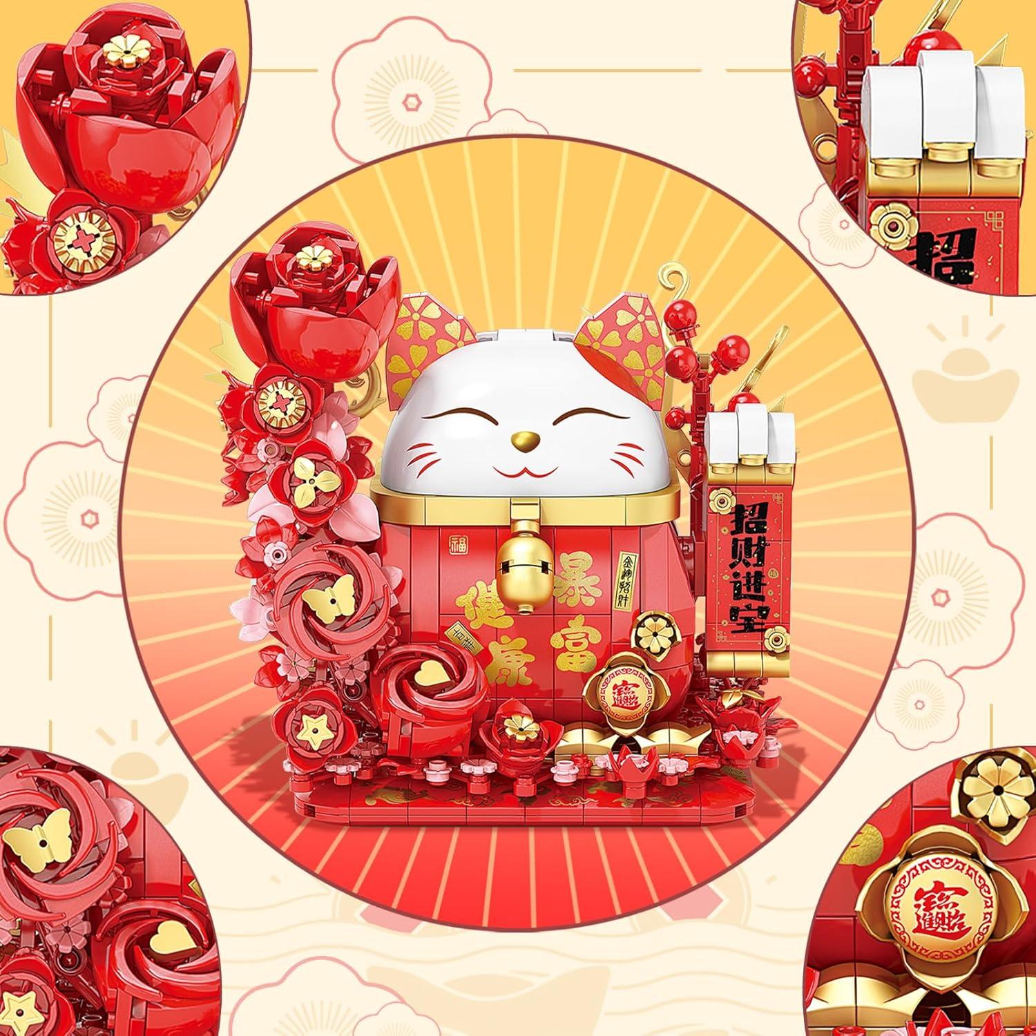 Juego de Bloques de Construcción Gato de la Suerte BDXEJV 868 Piezas