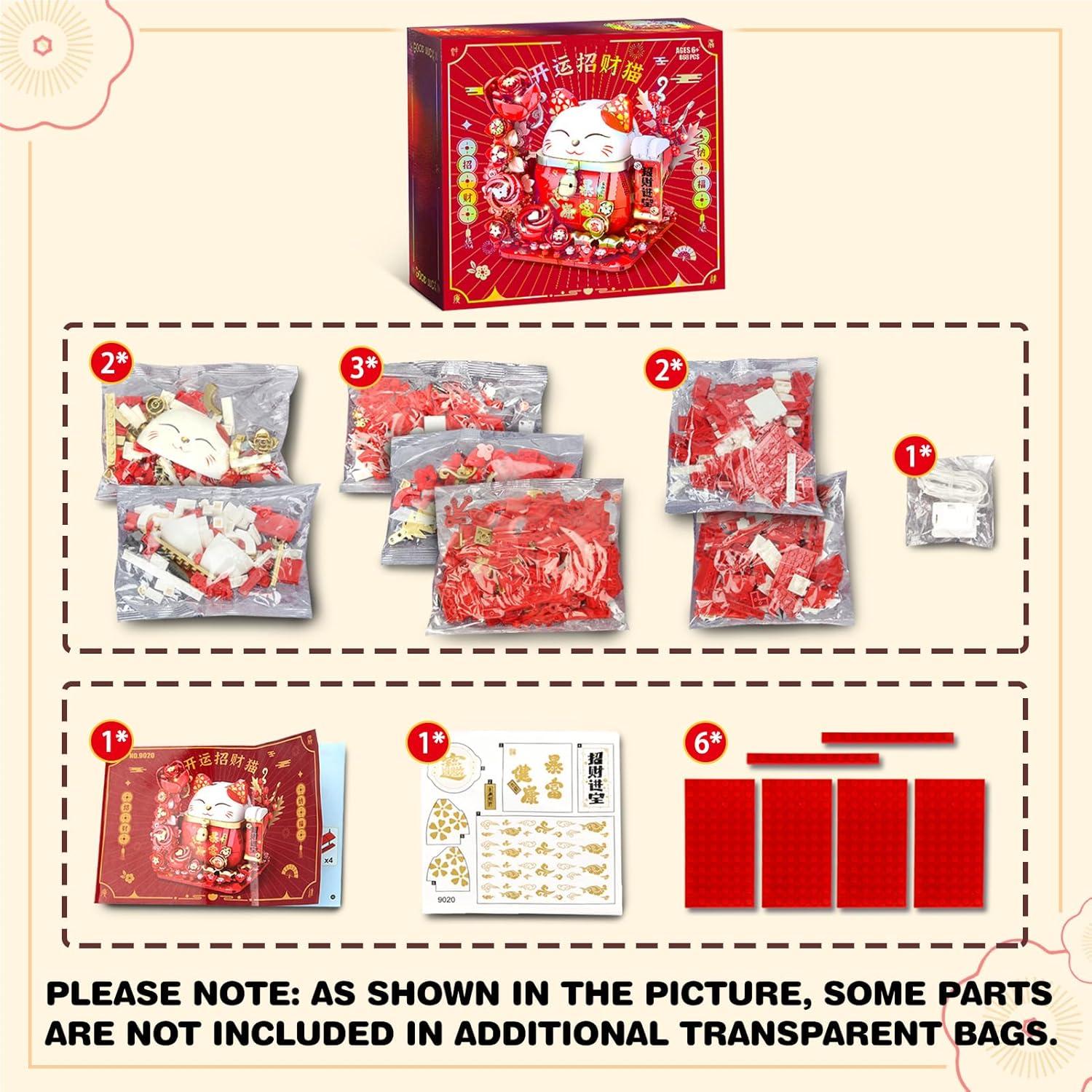 Juego de Bloques de Construcción Gato de la Suerte BDXEJV 868 Piezas