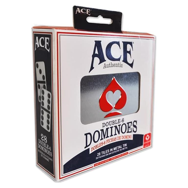 ACE Double Six Dominoes in Tin Case , White