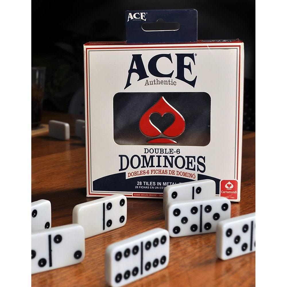 ACE Double Six Dominoes in Tin Case , White