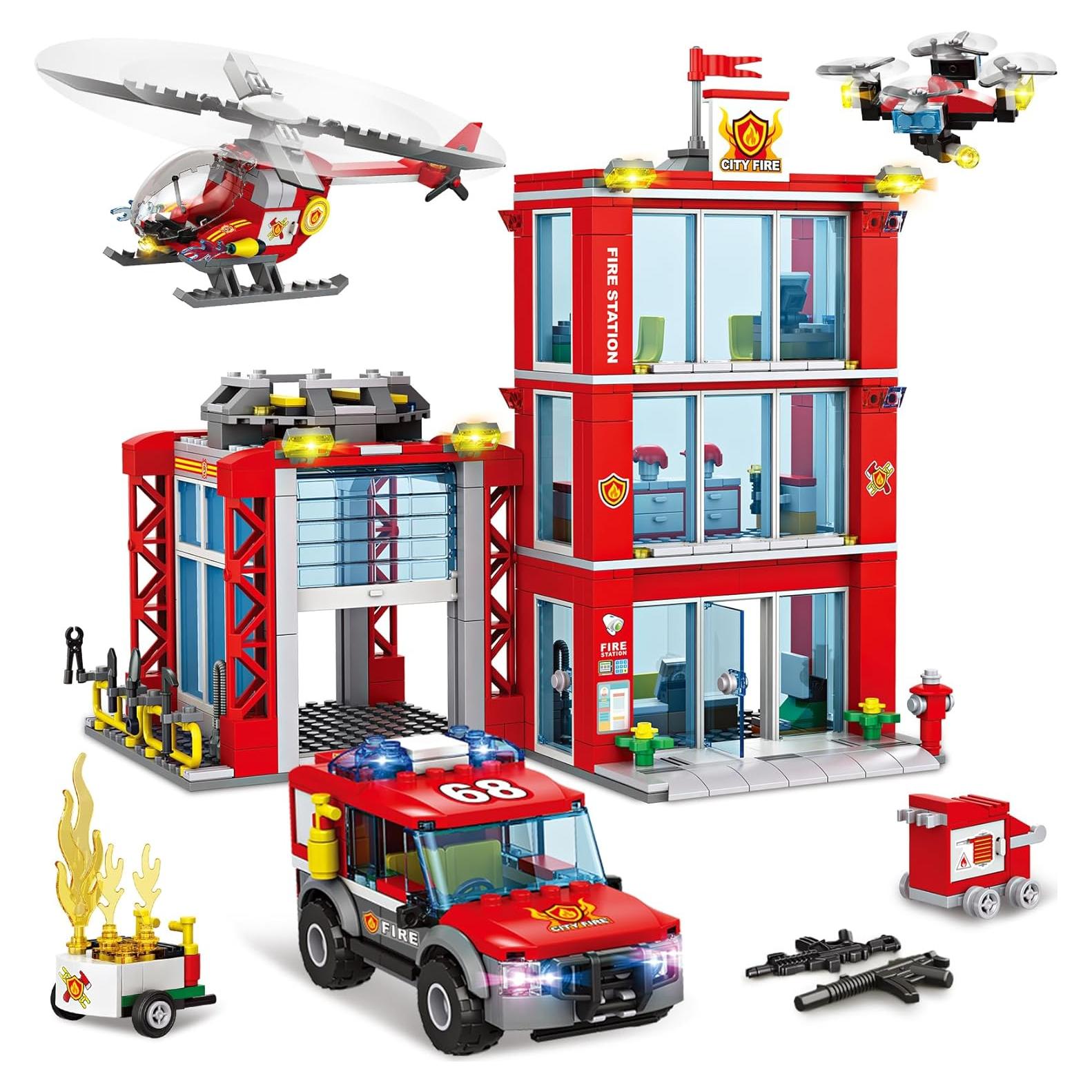 Set de Bomberos WishaLife 744 Piezas - Estación, Camión, Dron