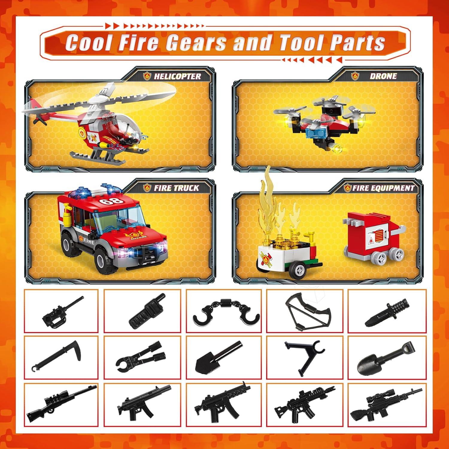 Set de Bomberos WishaLife 744 Piezas - Estación, Camión, Dron