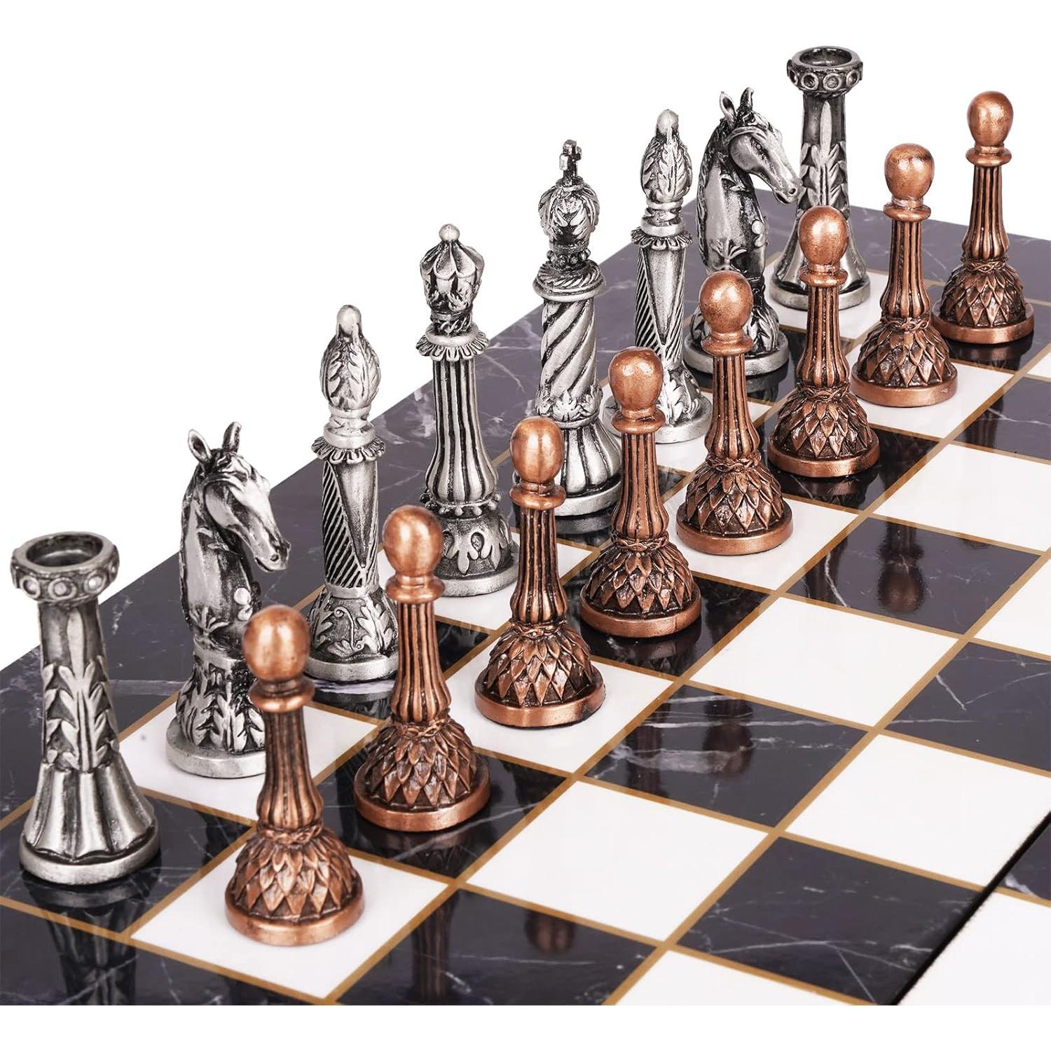 Juego de Ajedrez de Metal Retro Agirlgle - Tablero Plegable