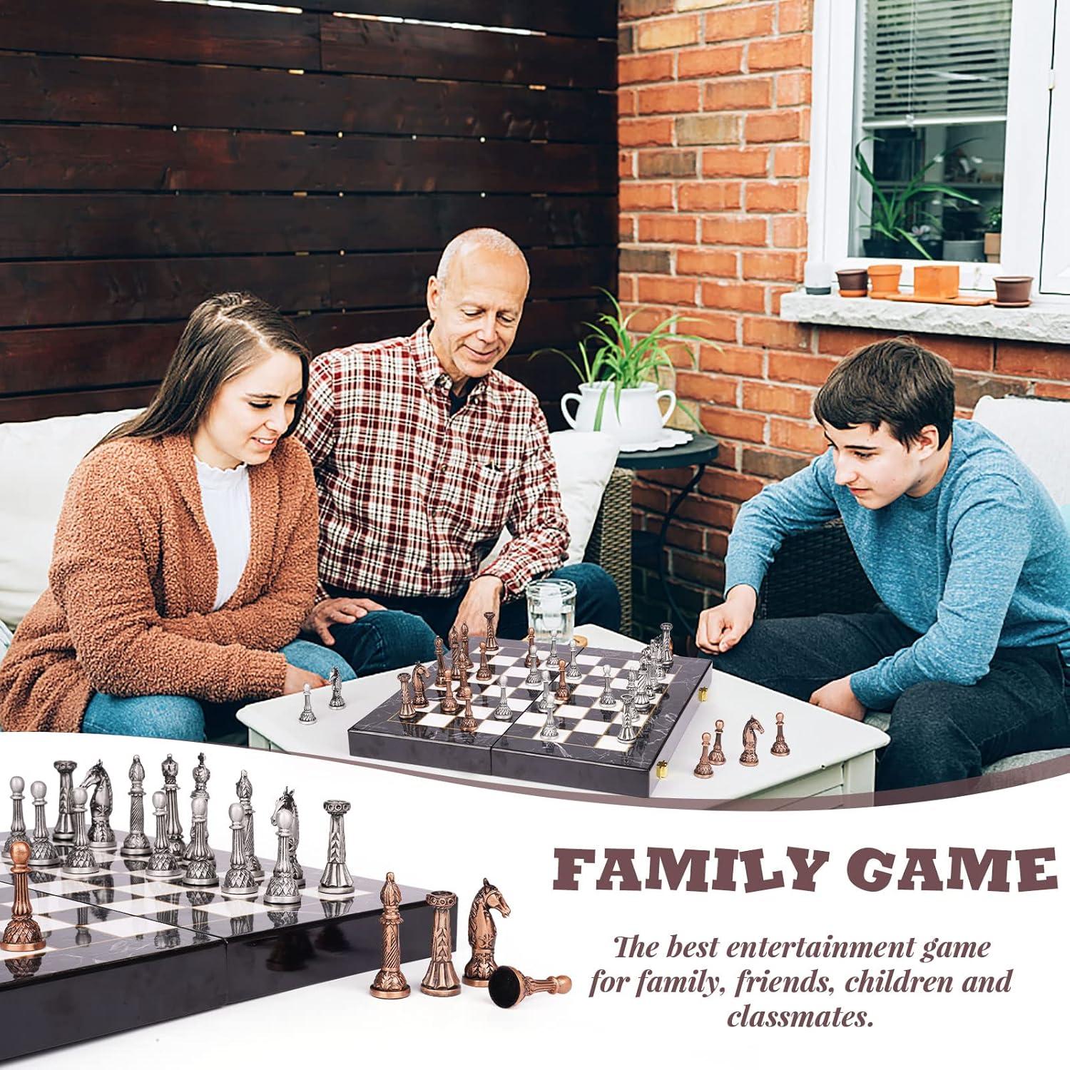 Juego de Ajedrez de Metal Retro Agirlgle - Tablero Plegable