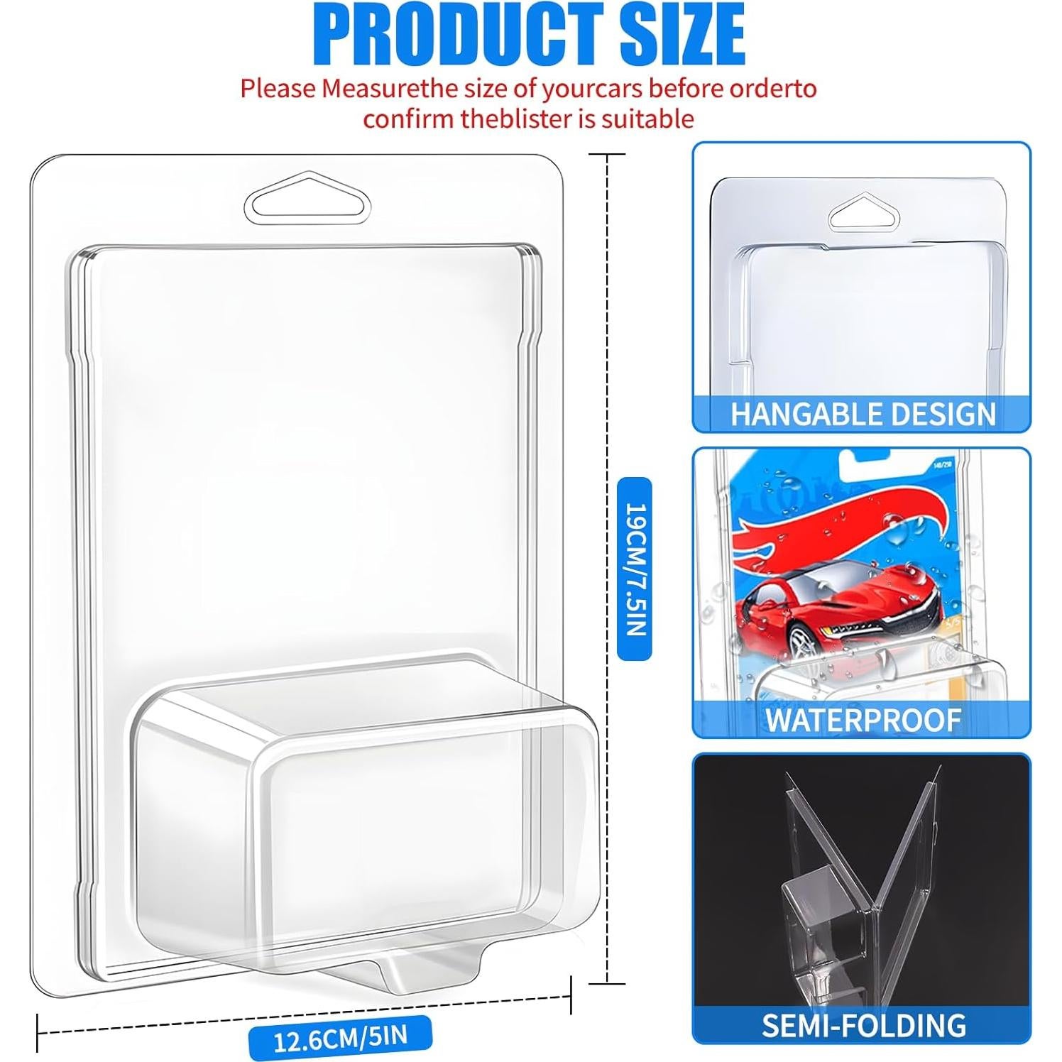 30 Fundas Protectores Plástico FUYITE para Coches Hot Wheels