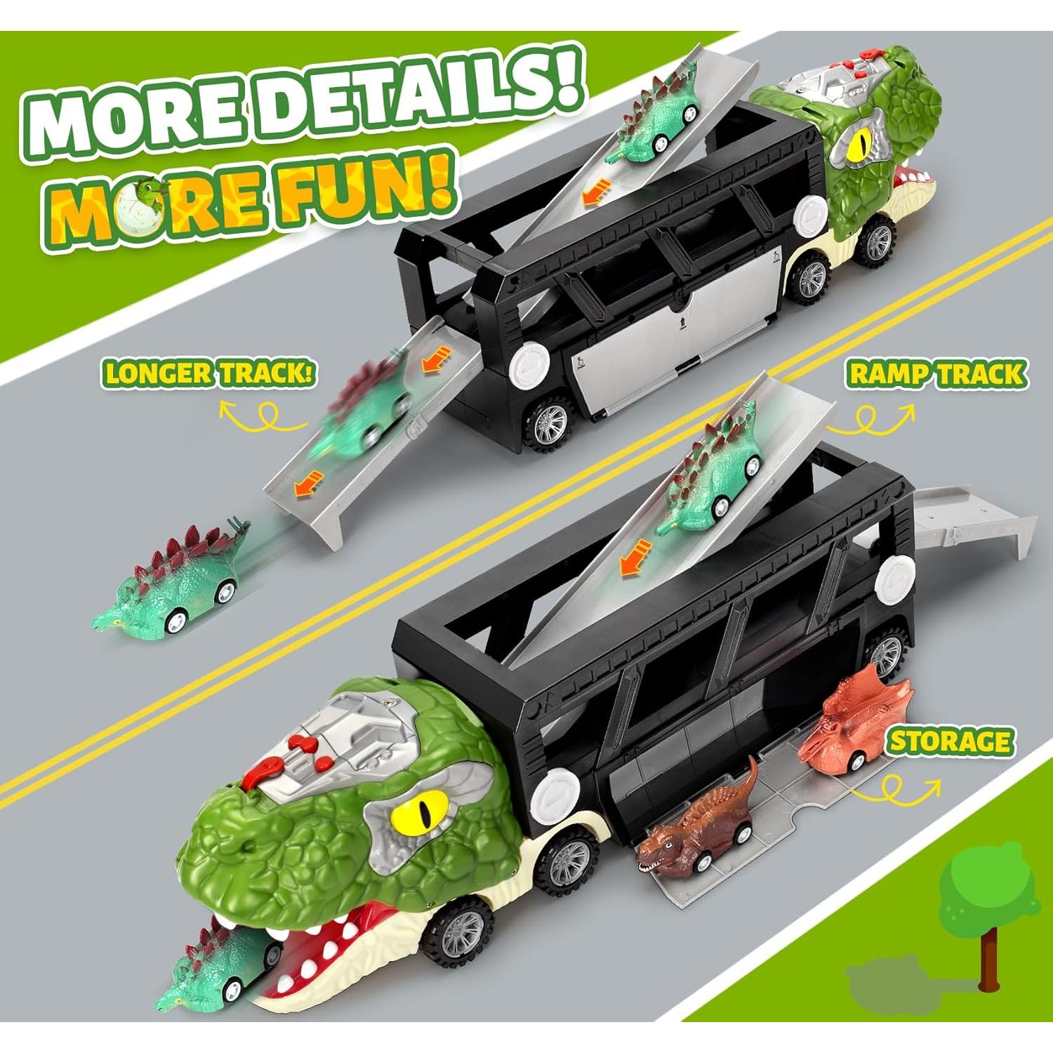 Camión Transportador de Dinosaurios BAODLON con 10 Coches Mini