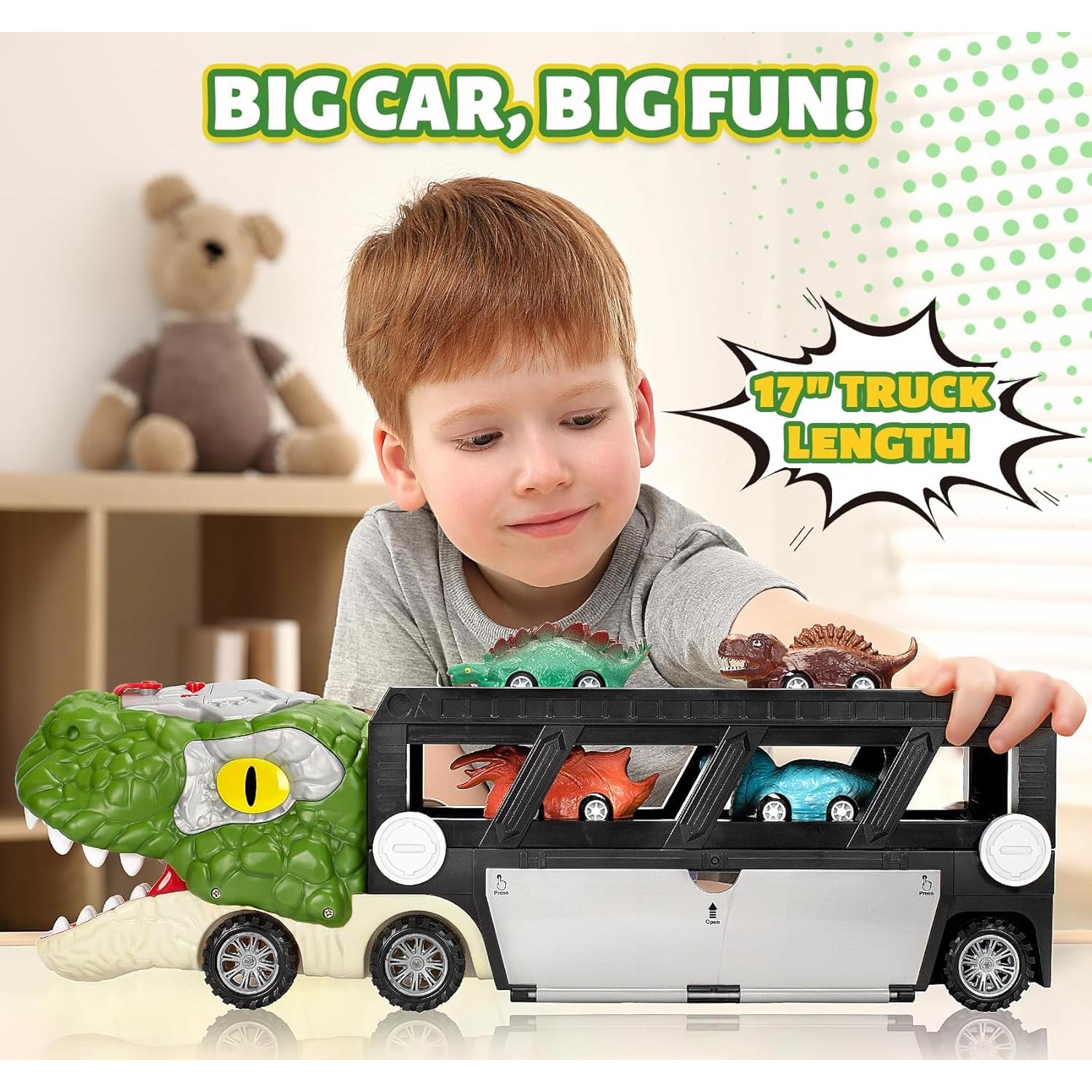 Camión Transportador de Dinosaurios BAODLON con 10 Coches Mini