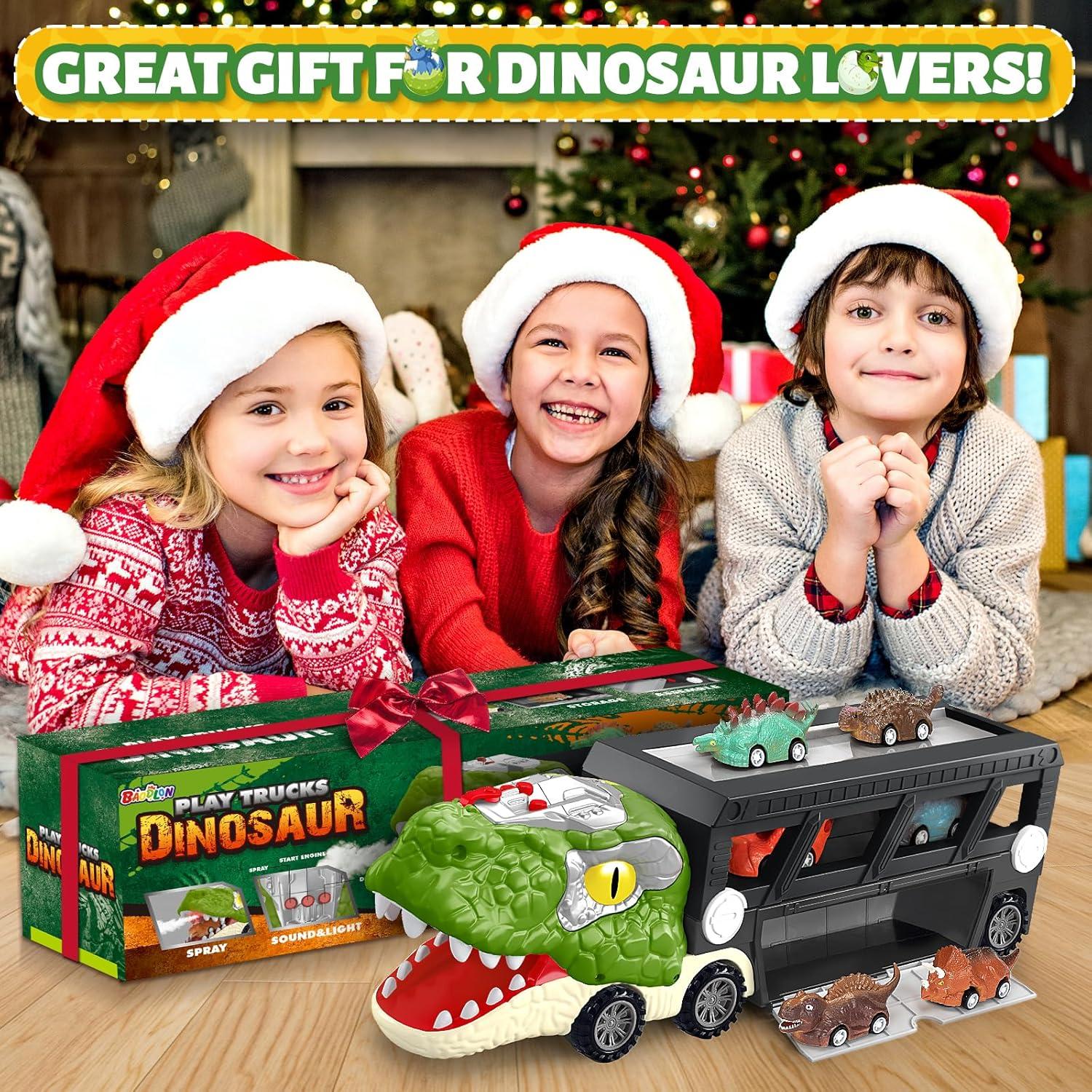 Camión Transportador de Dinosaurios BAODLON con 10 Coches Mini