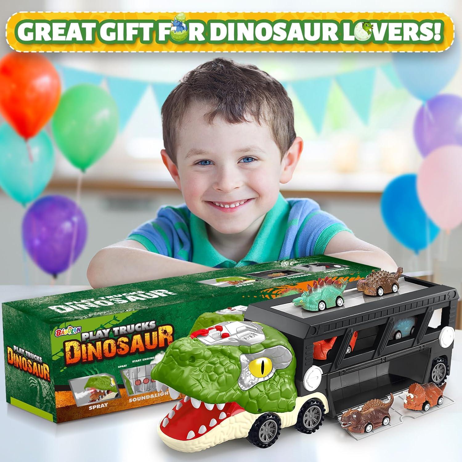 Camión Transportador de Dinosaurios BAODLON con 10 Coches Mini