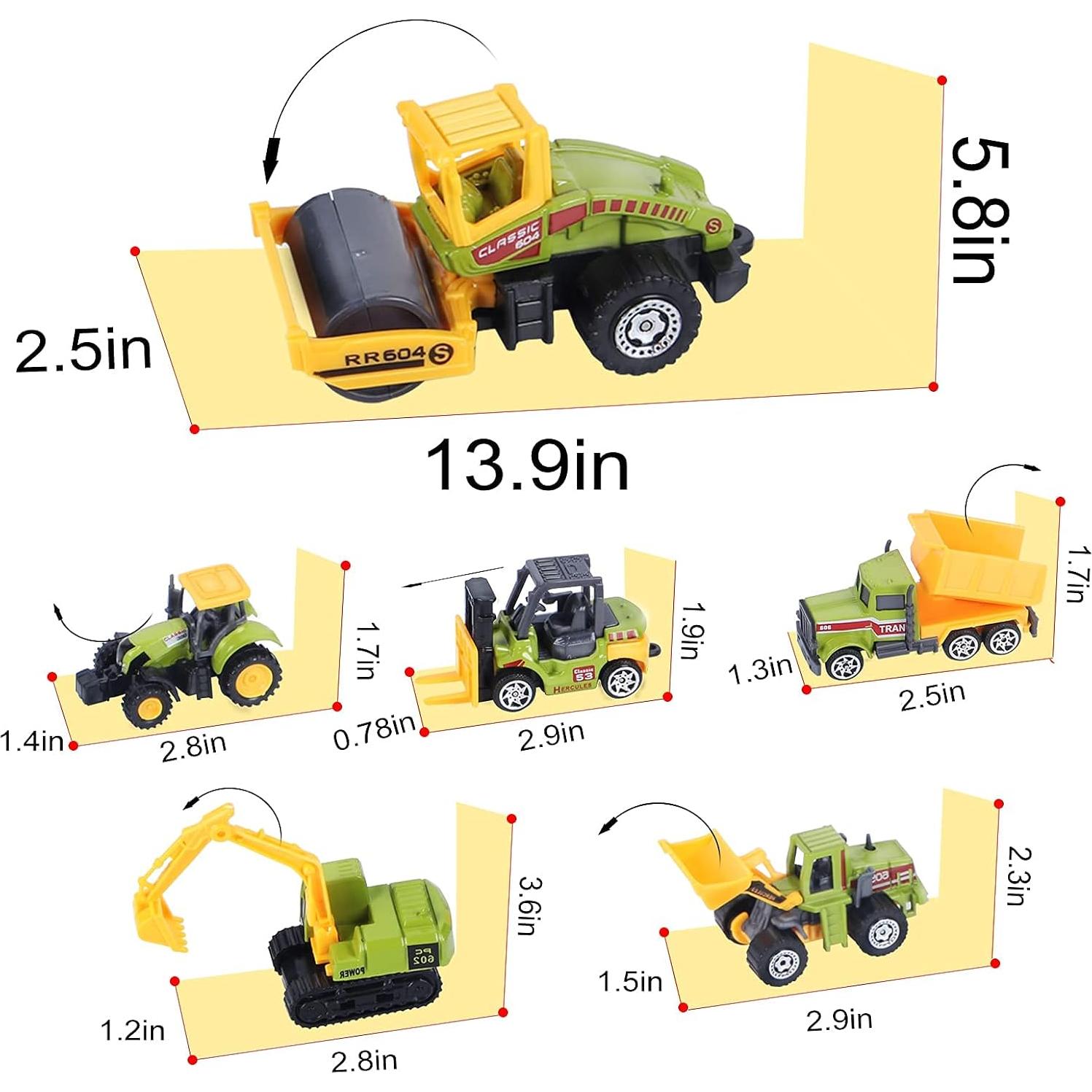 Set de 6 Mini Camiones de Construcción ANDOLO - Juguetes Educativos