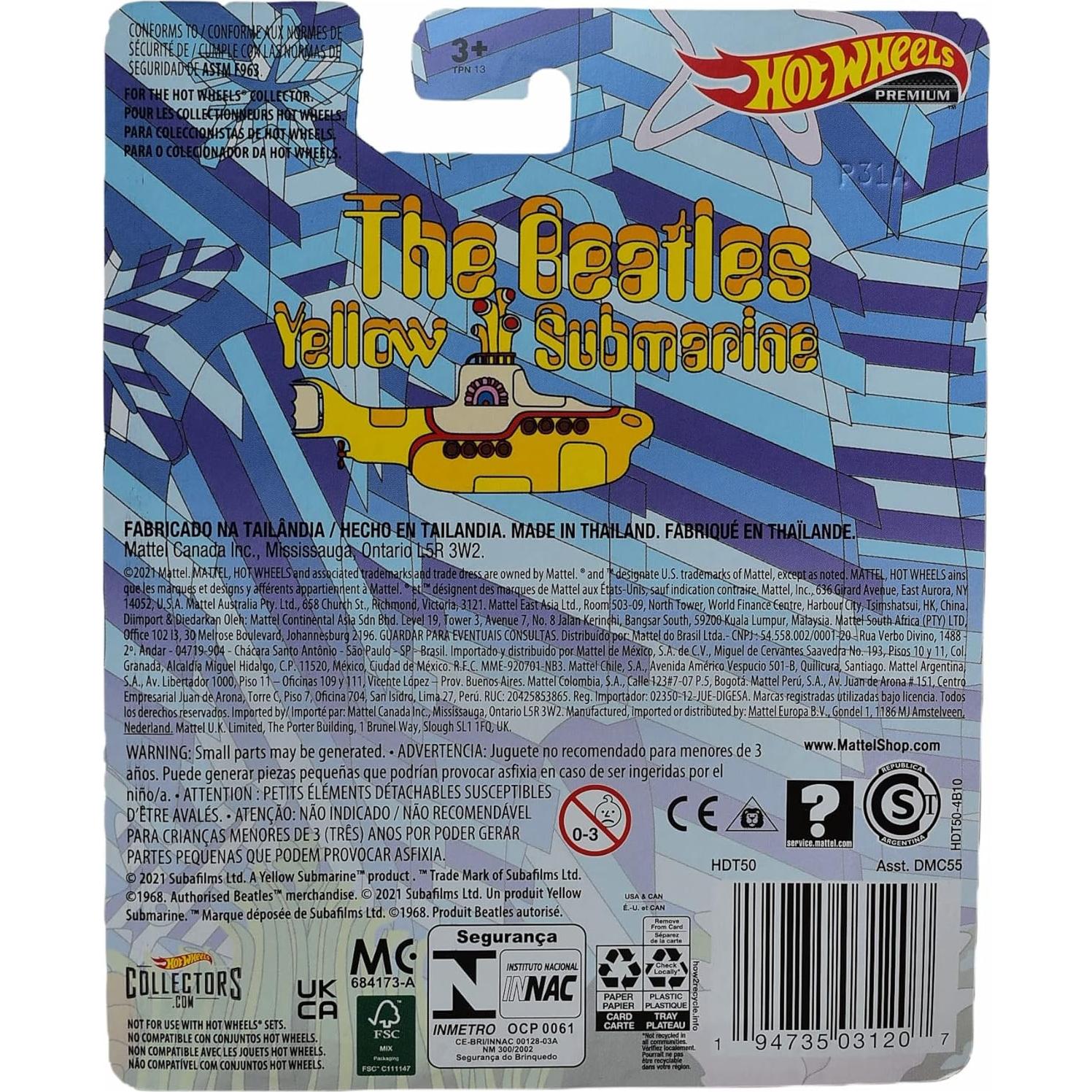 Hot Wheels Submarino Amarillo Los Beatles - Mattel - 15.24 cm