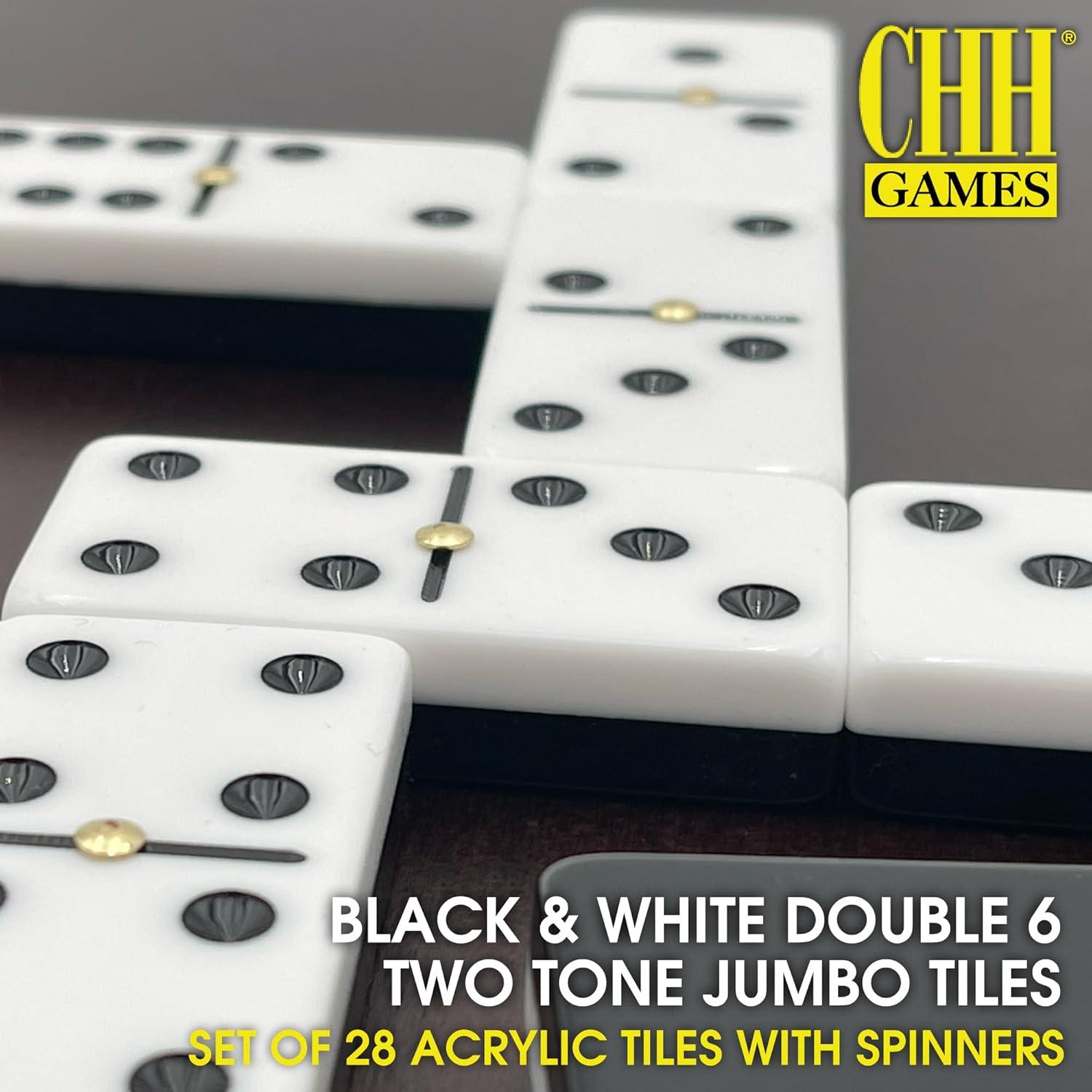 Dominó Jumbo Doble 6 CHH Bicolor Negro y Blanco