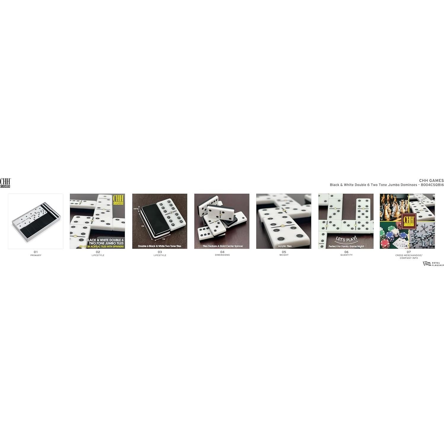 Dominó Jumbo Doble 6 CHH Bicolor Negro y Blanco