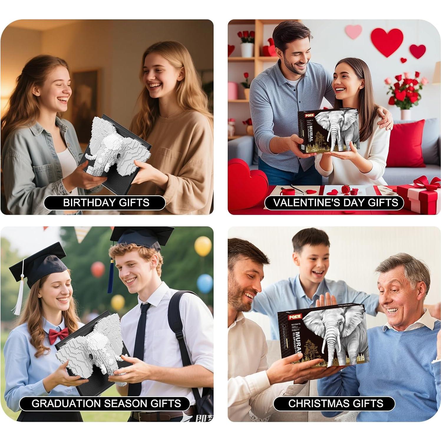 Juego de Construcción 3D Elefante PQKIE 1625 Piezas Decoración