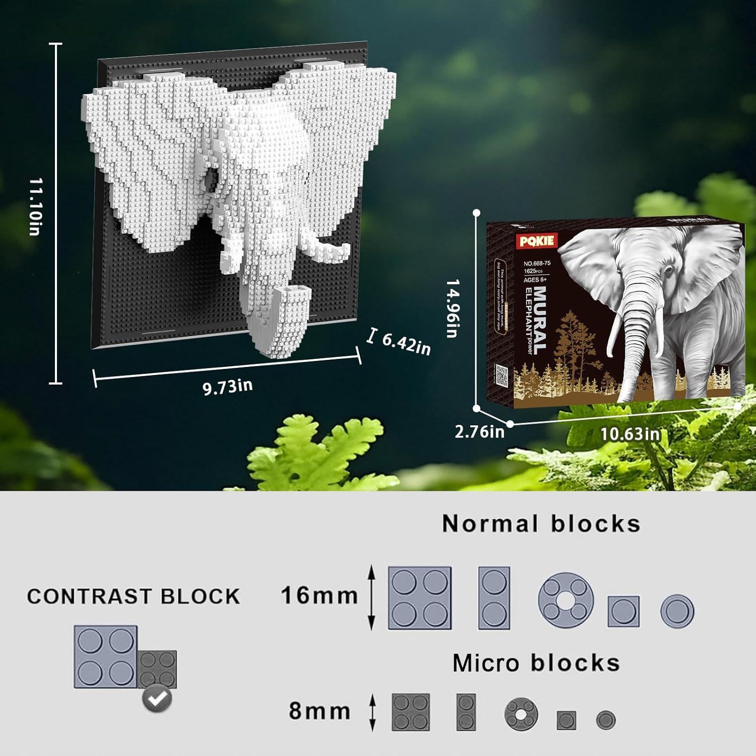 Juego de Construcción 3D Elefante PQKIE 1625 Piezas Decoración