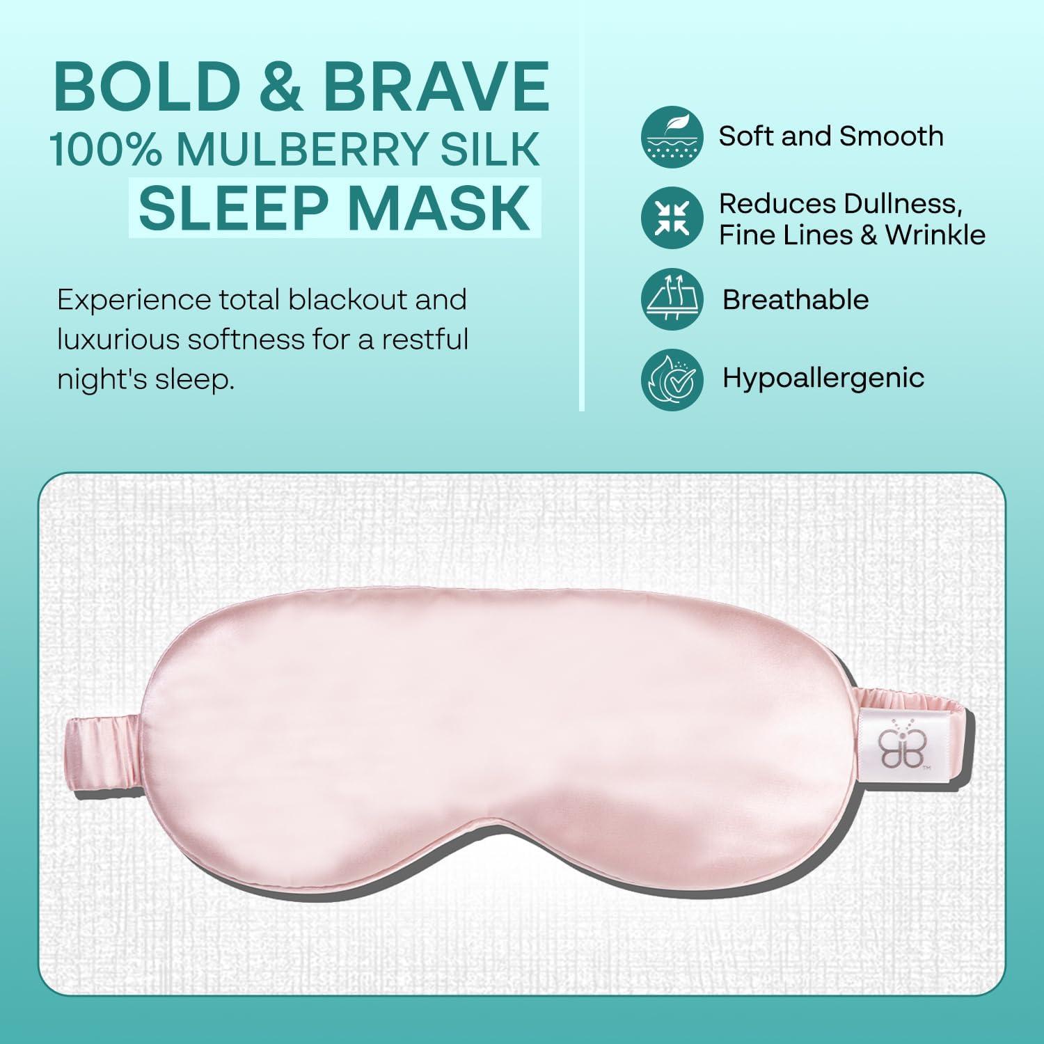 Máscara de Sueño 100% Seda Morera Bold & Brave - Rosa Claro