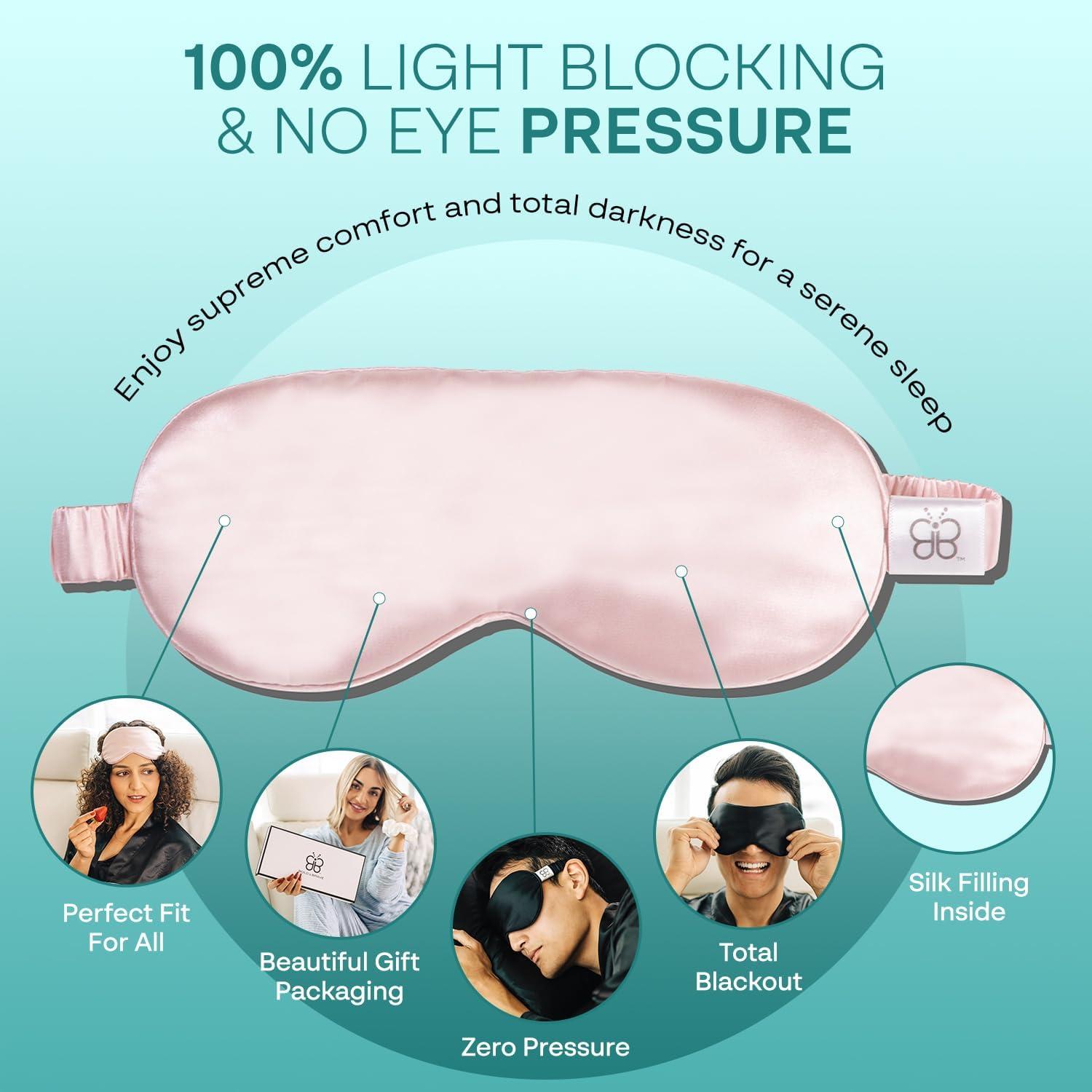 Máscara de Sueño 100% Seda Morera Bold & Brave - Rosa Claro