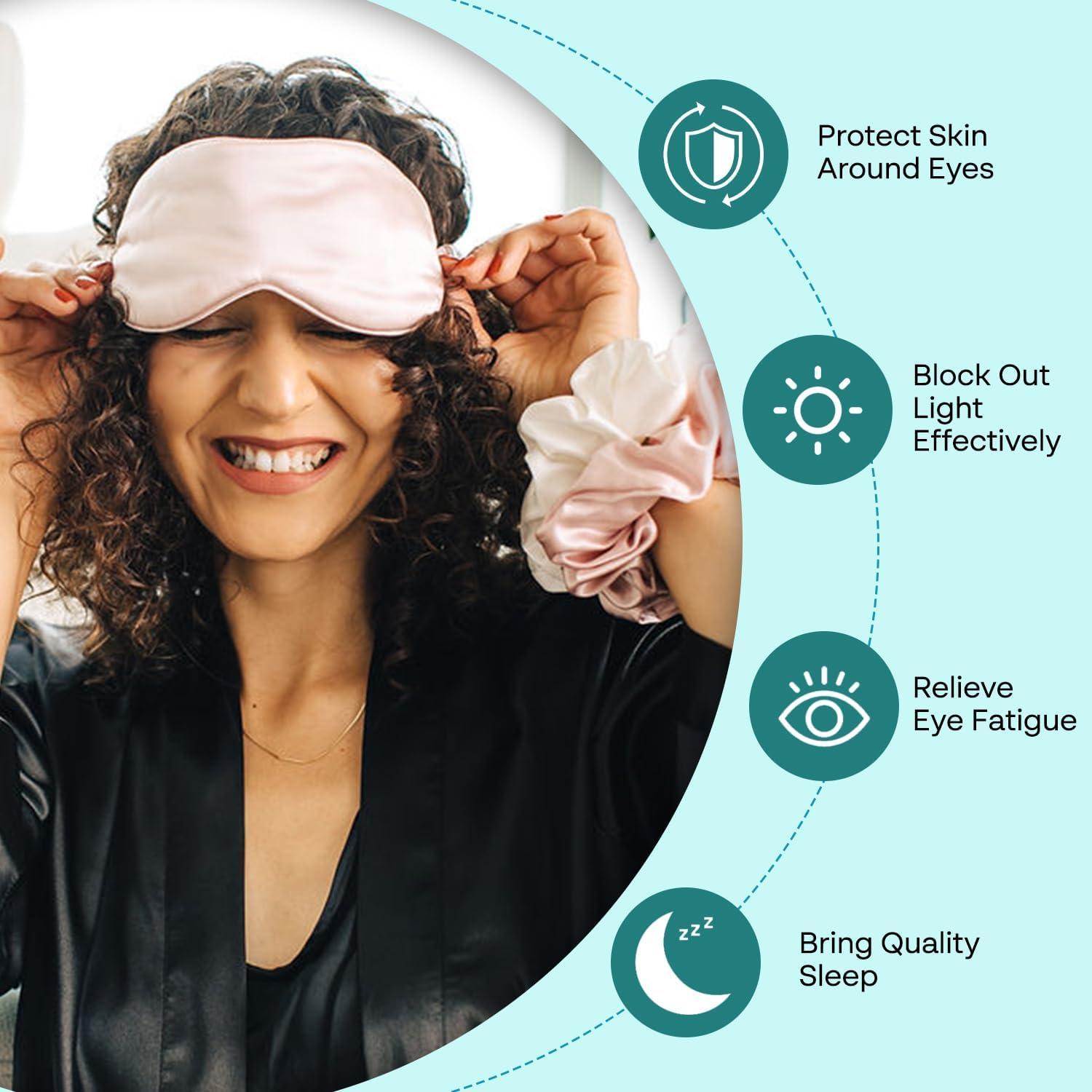 Máscara de Sueño 100% Seda Morera Bold & Brave - Rosa Claro