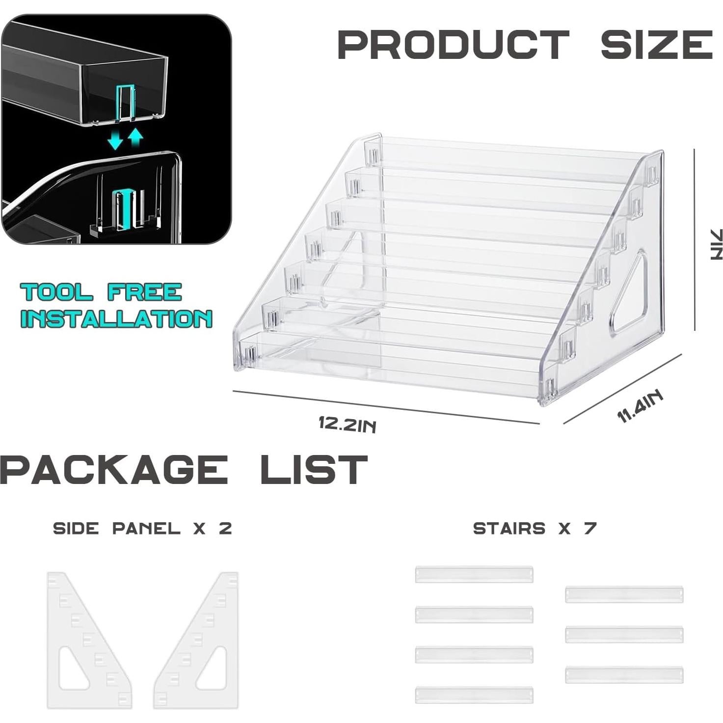 Estante de exhibición Monciysn para coches de juguete 2 paquetes 7 capas
