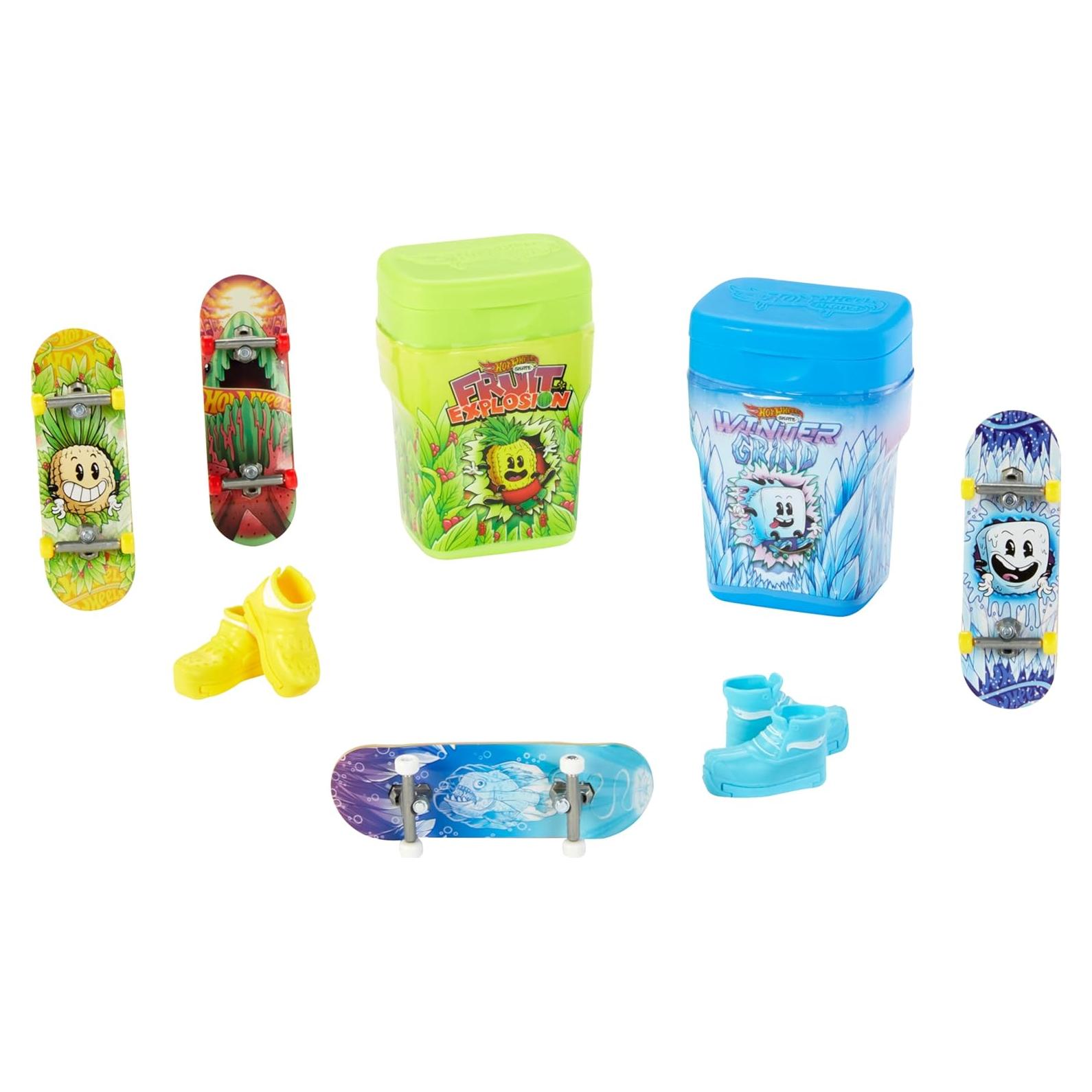 Contenedores de Sabor Hot Wheels Skate - 2 Fingerboards y Zapatillas