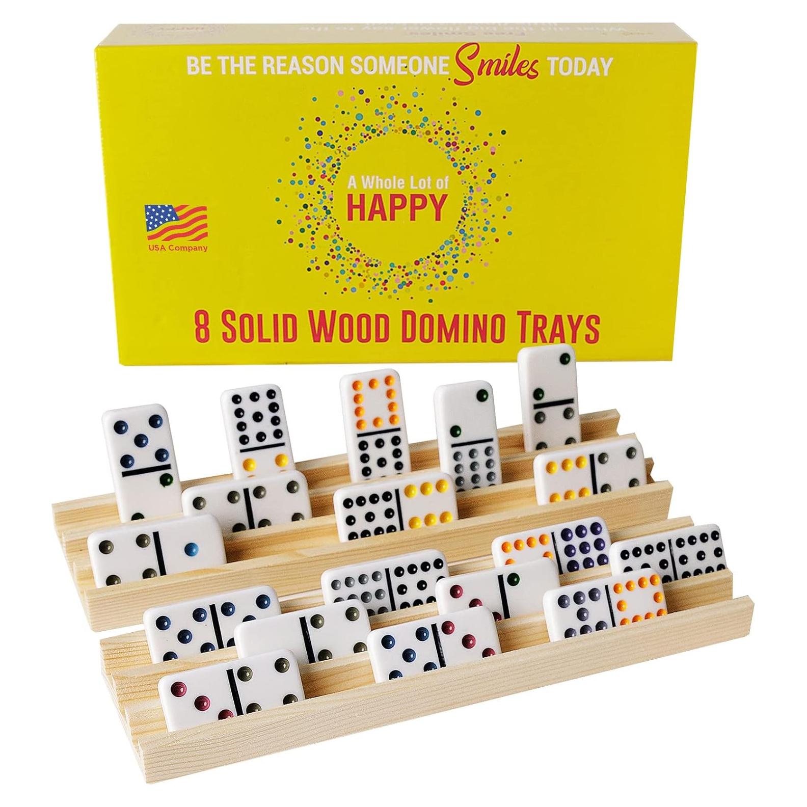 Soportes de dominó de madera A Whole Lot of Happy 3 filas