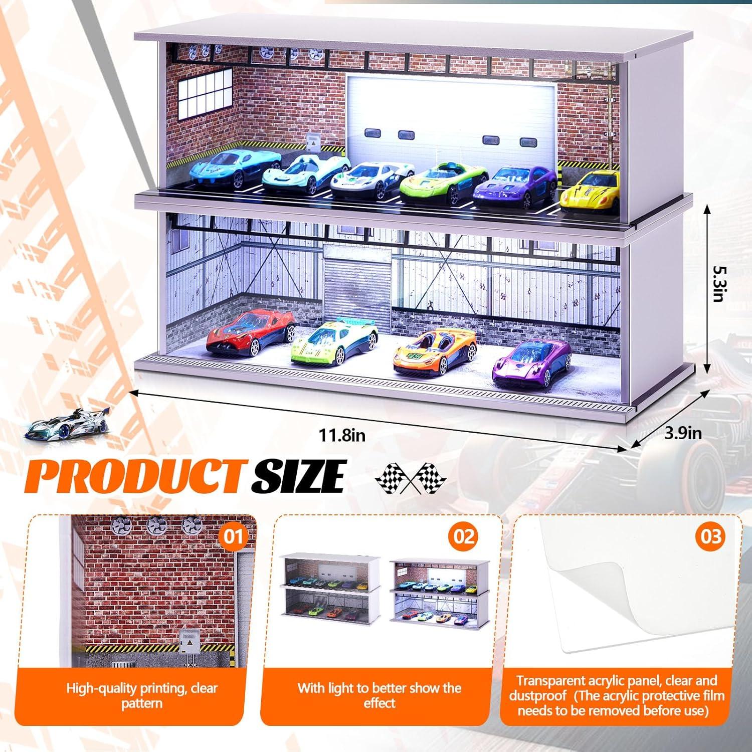 Estuche de Exhibición de Ruedas Diecast Tujoe 2 Pcs con Luz LED